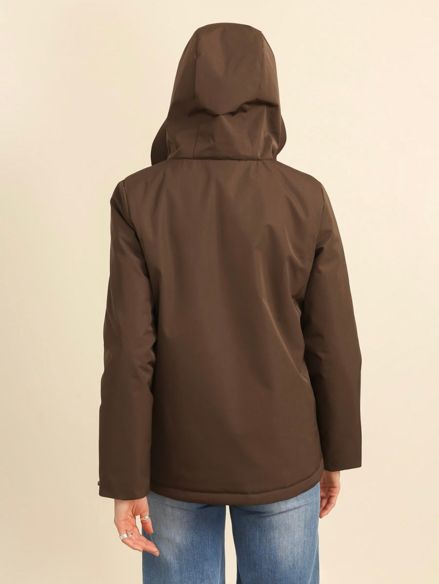LAURA JO - Parka fourrée imperméable AMBRE MI-LONG - Chocolat / Beige