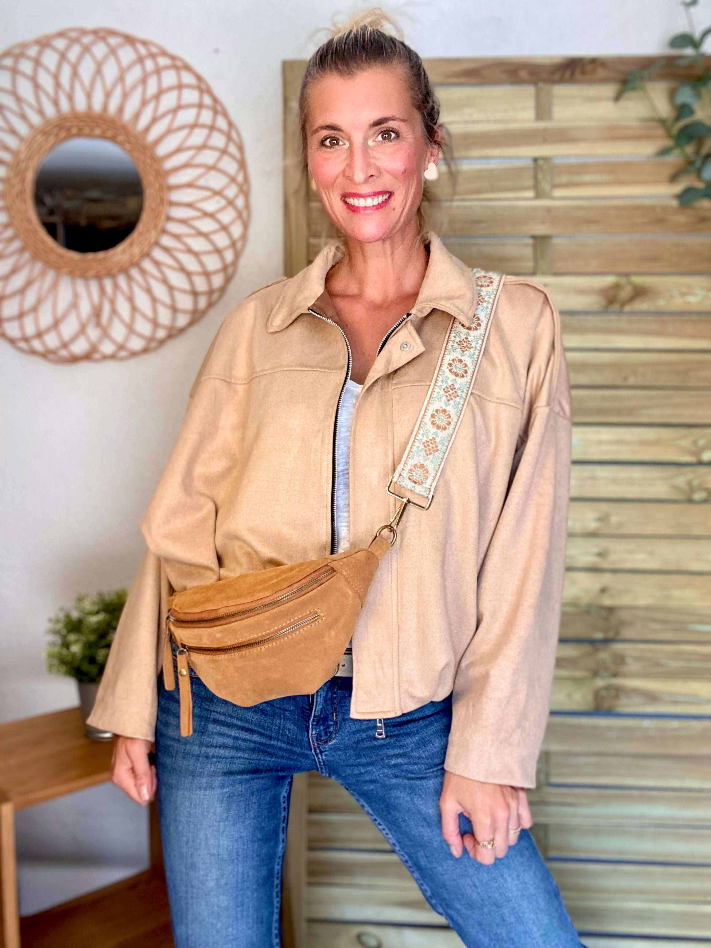 Veste oversize en suédine ISAAC - Camel clair