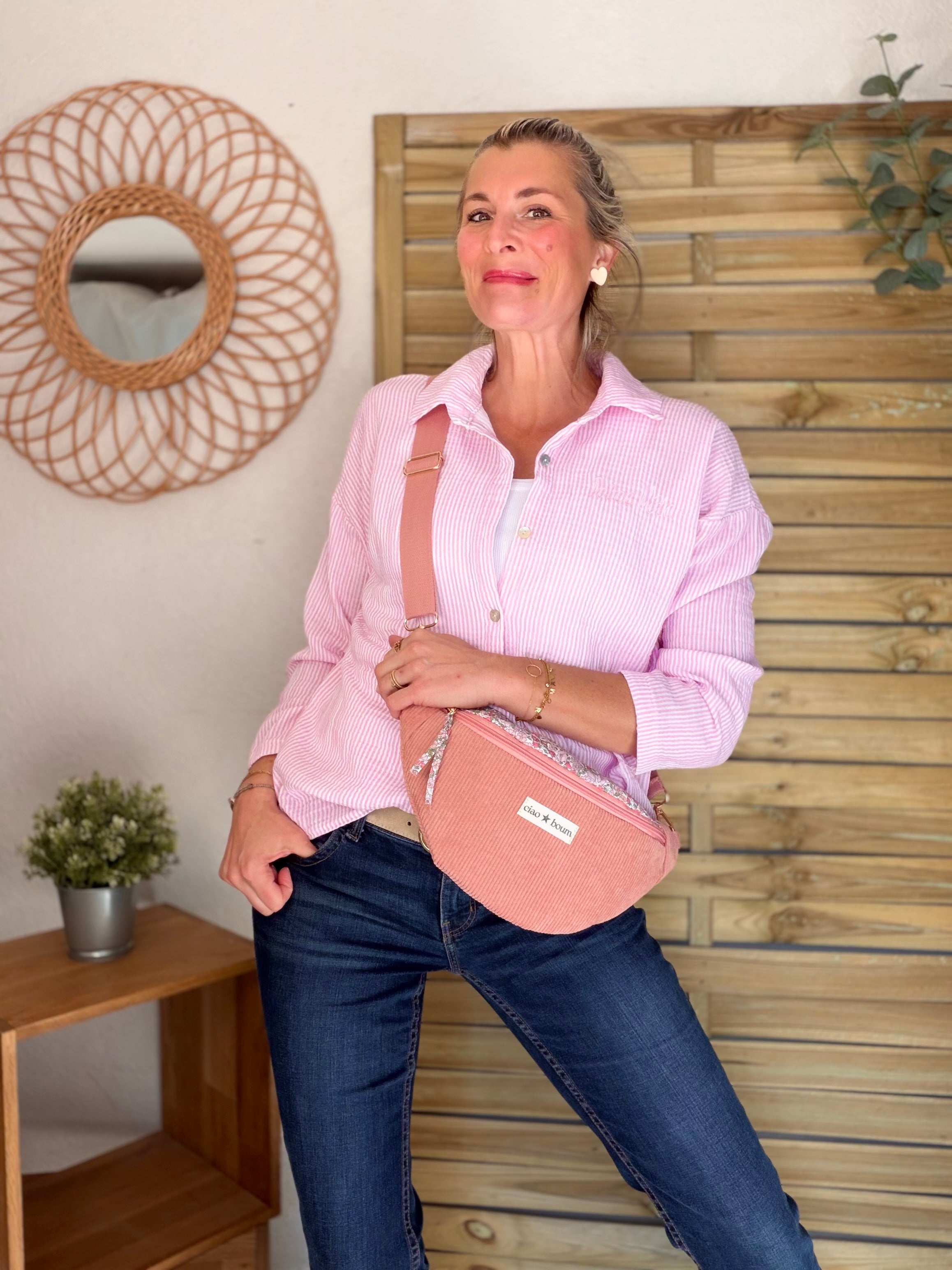 Chemise en gaze de coton brodé Dolce Vita LEÏLA Rose