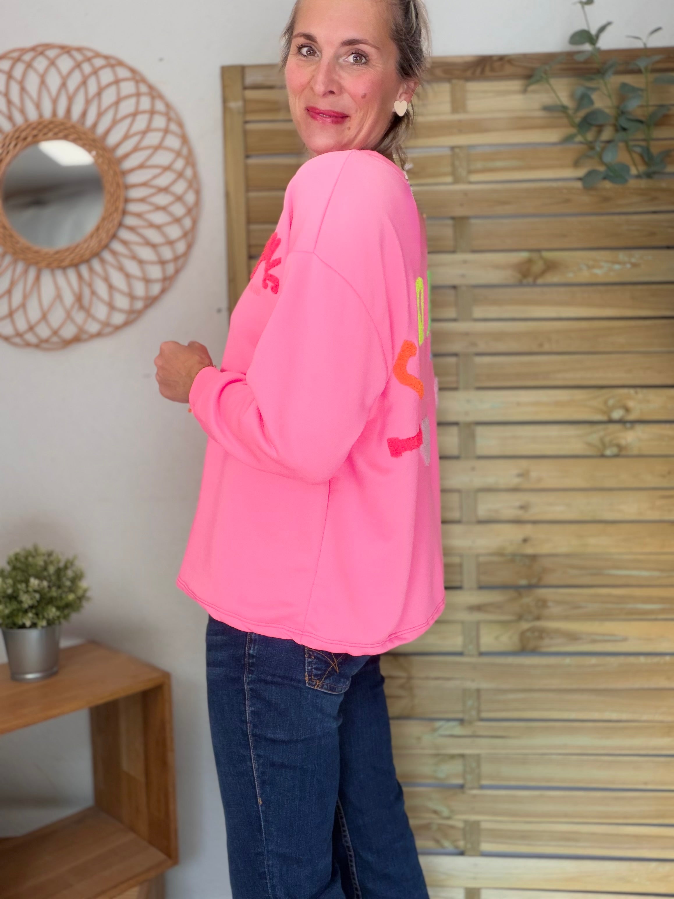 Sweat ICONIC multicolore - NORA Rose fuschia