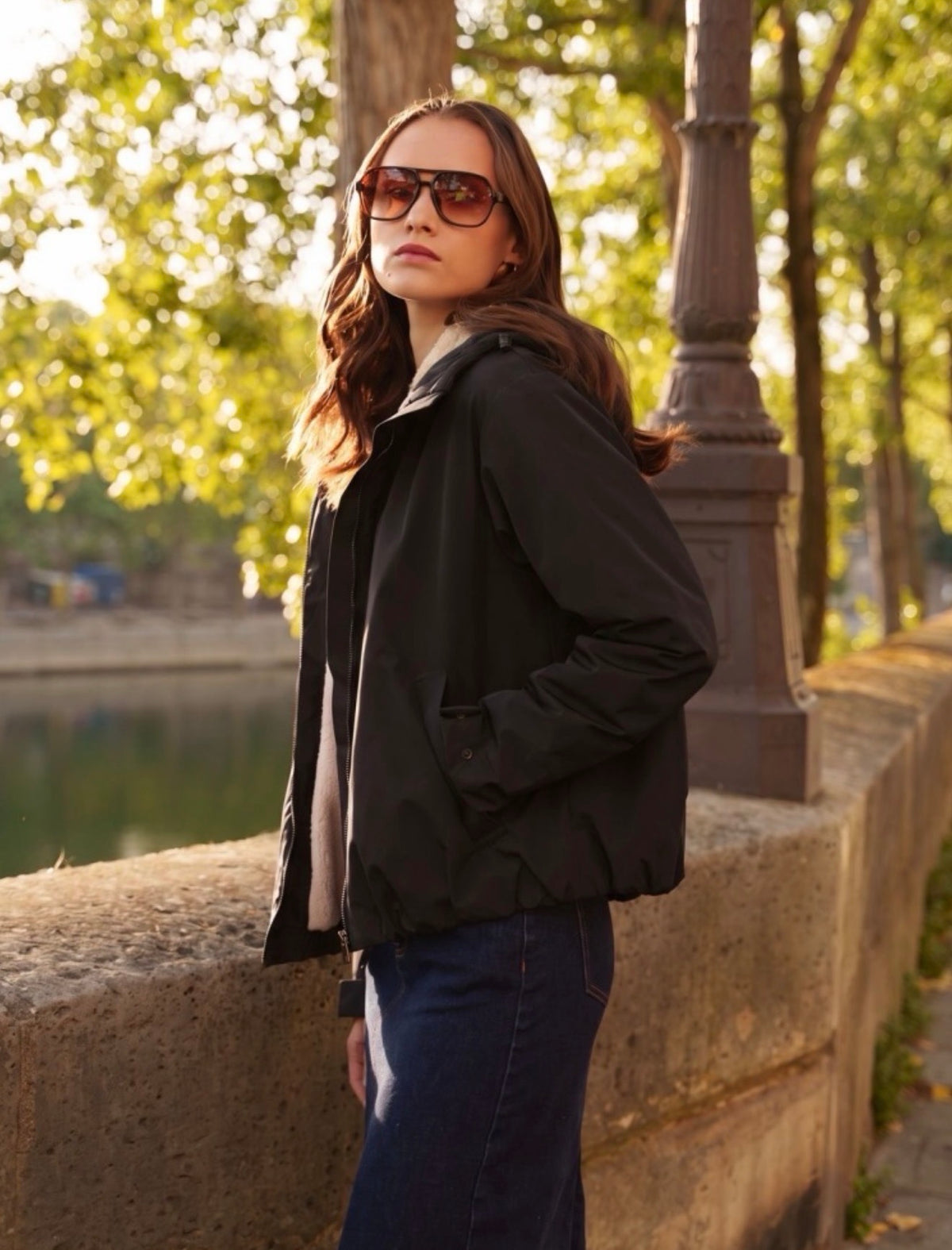 LAURA JO - Imperméable fourrée EVA court - Noir