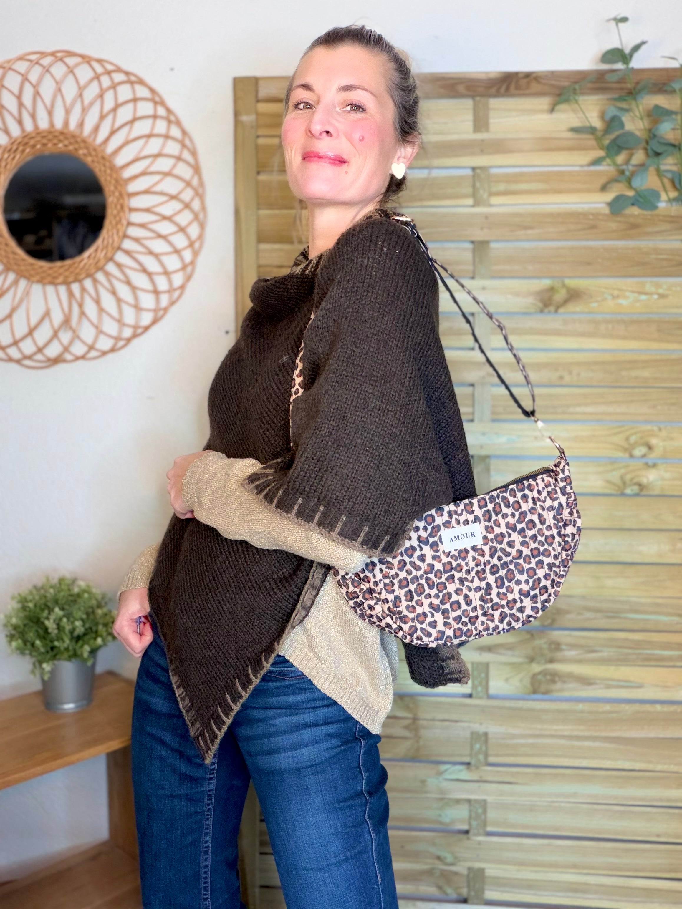 Sac demi-lune matelassé Amour JILL - Léo 🐆