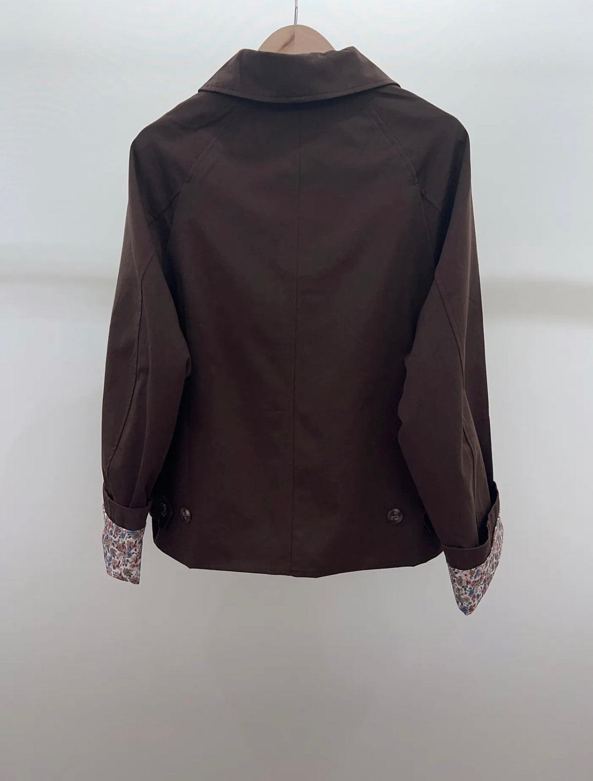 Veste Trench en coton Chocolat avec Liberty - MAHAUT - LILI et LALA