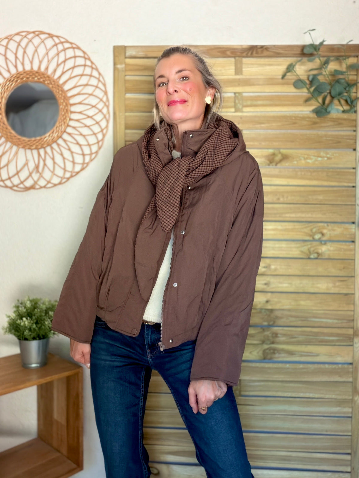 PRÉCOMMANDE (Expédition 22/10) • Veste matelassée capuche amovible réversible ODILE Chocolat