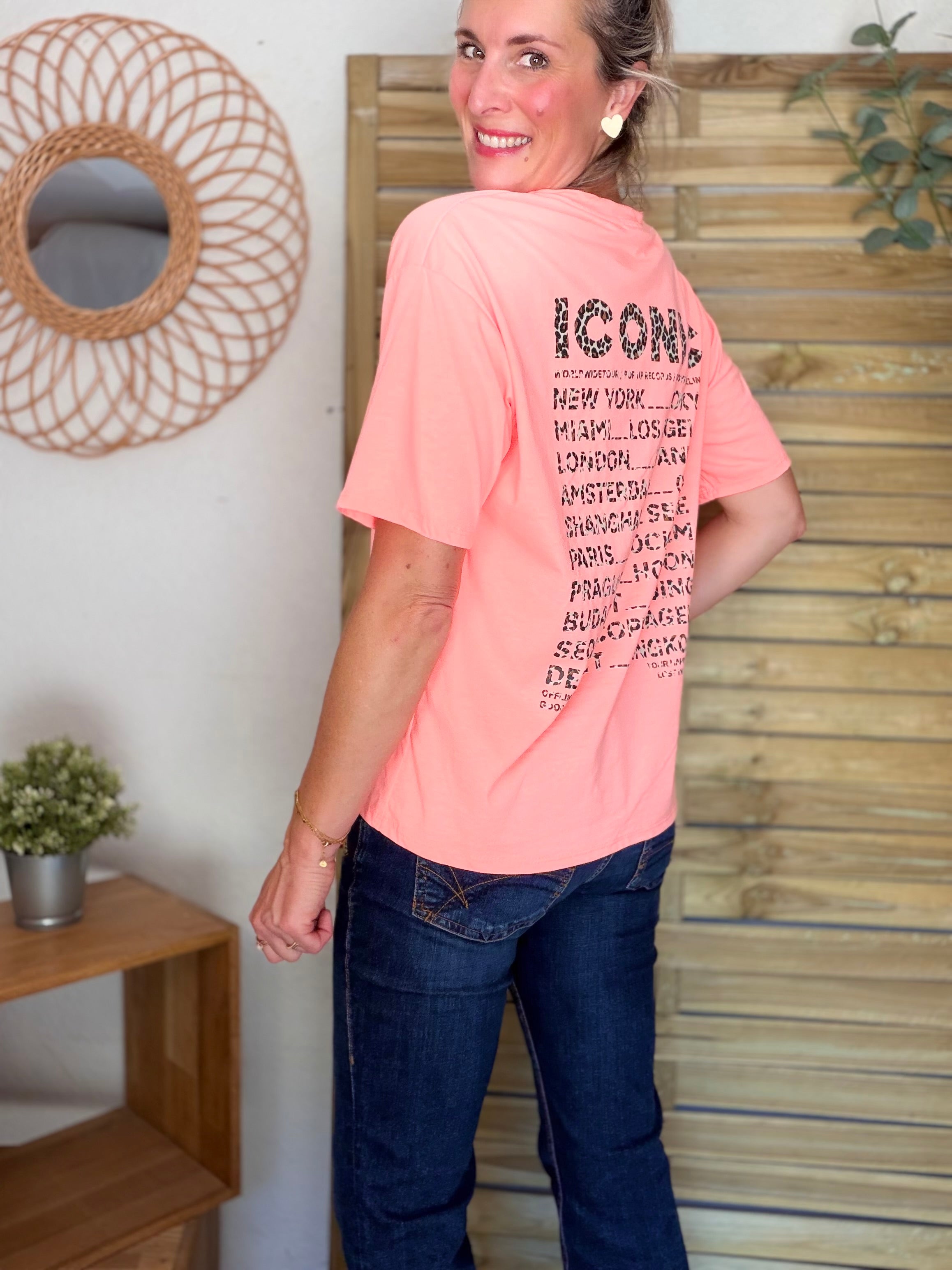 Tee shirt ICONIC Léo LÉONA Orange fluo