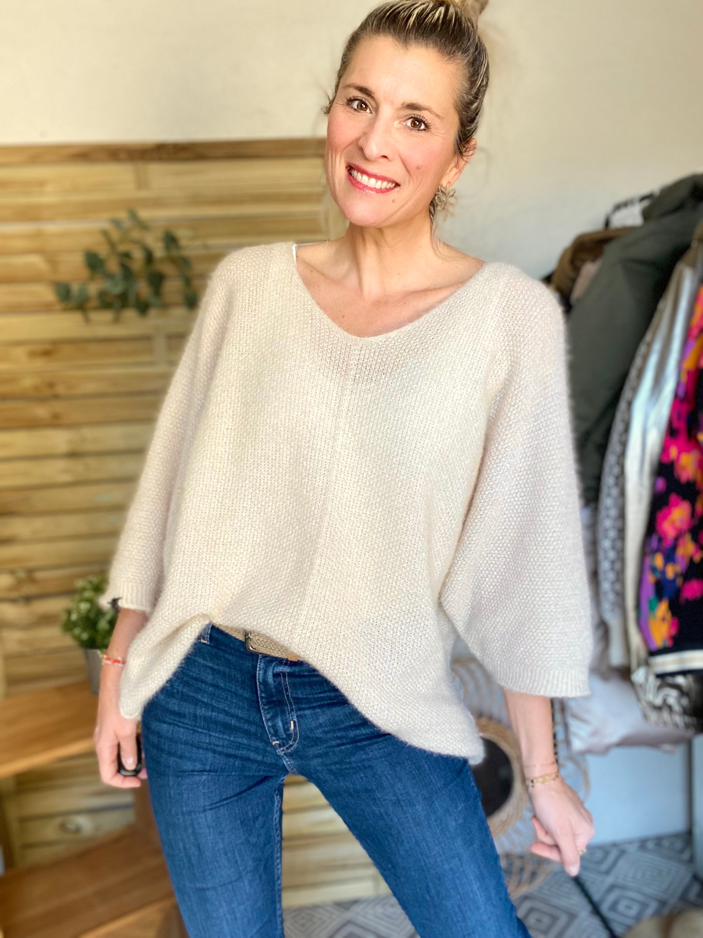 Pull oversize en maille ZOÉ - Écru