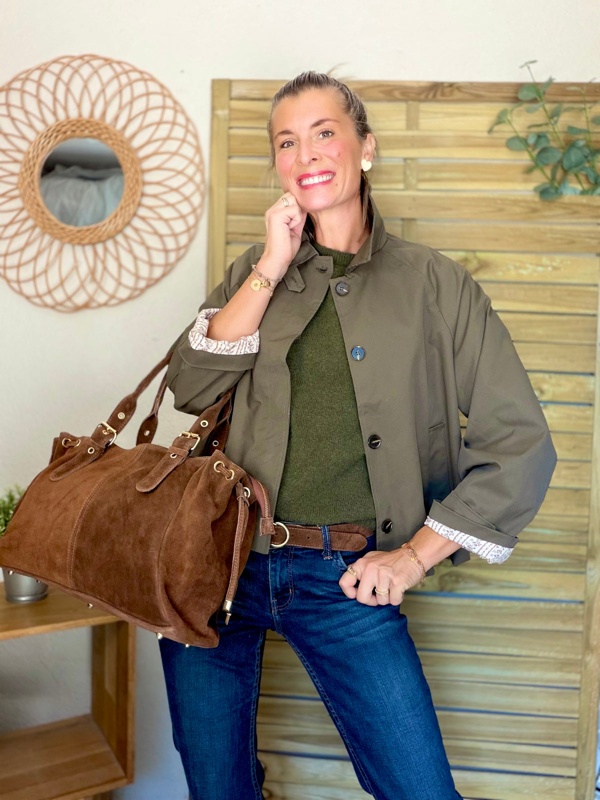 Sac cabas XL en cuir daim • JASPER Café