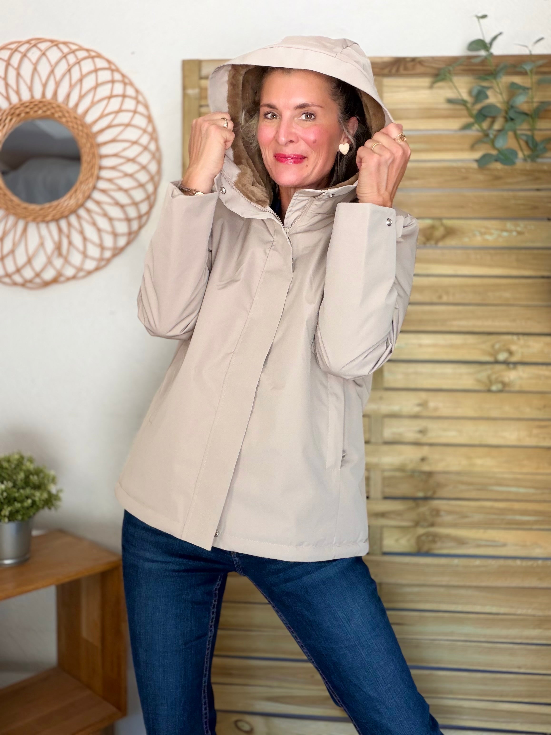 LAURA JO - Parka fourrée imperméable AMBRE MI-LONG - Beige / Camel