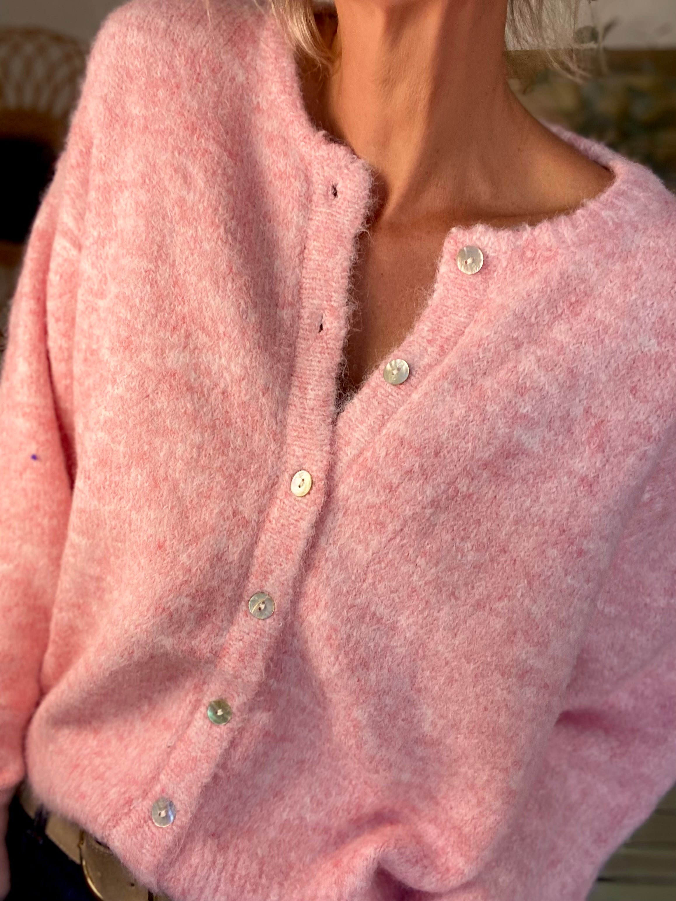 Gilet en maille MERYL - Rose chiné