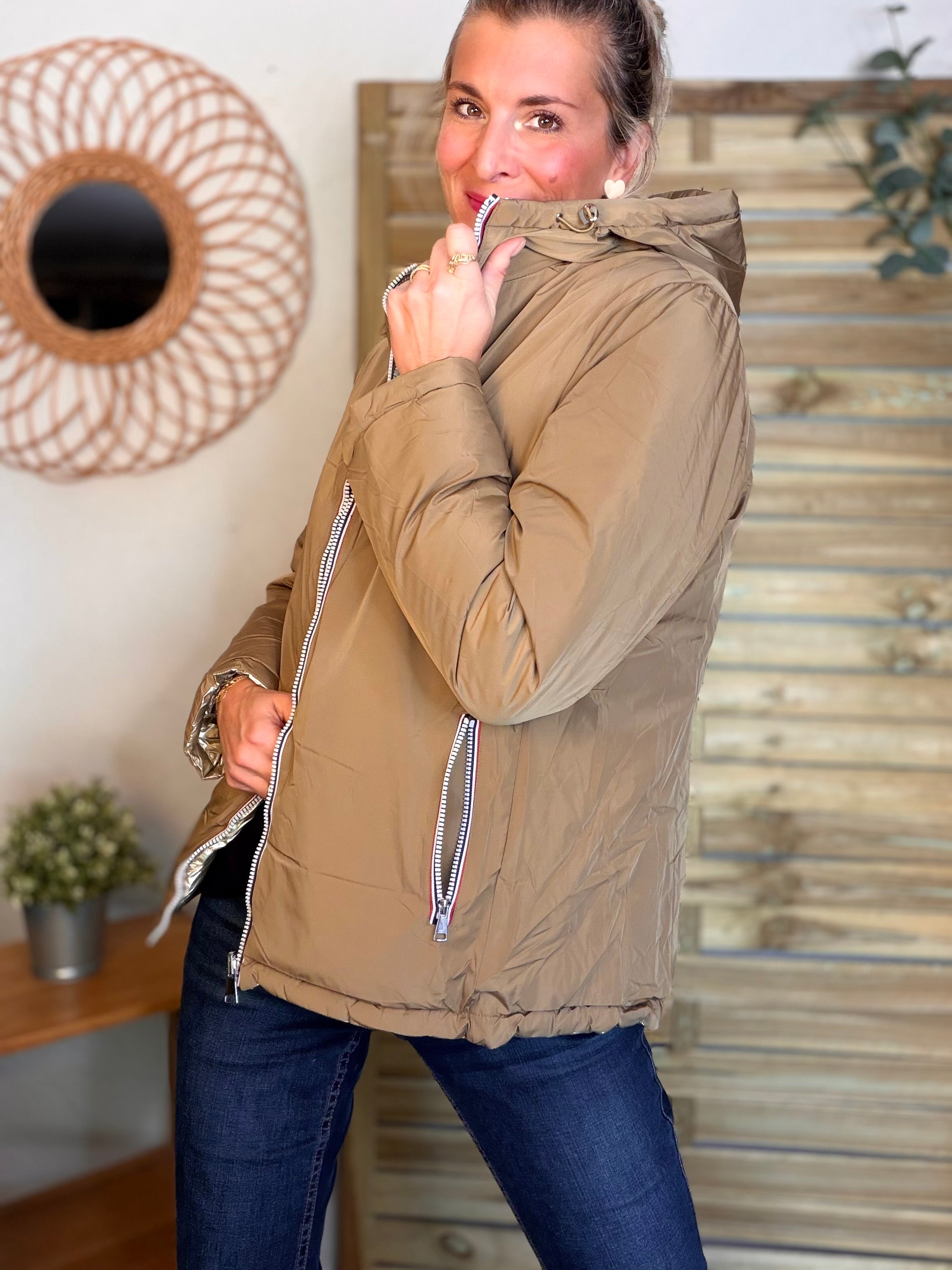 ⚡️PÉPITES FRIDAY - Doudoune imperméable réversible longue ANGÈLE COURT - Camel - MELYA MELODY