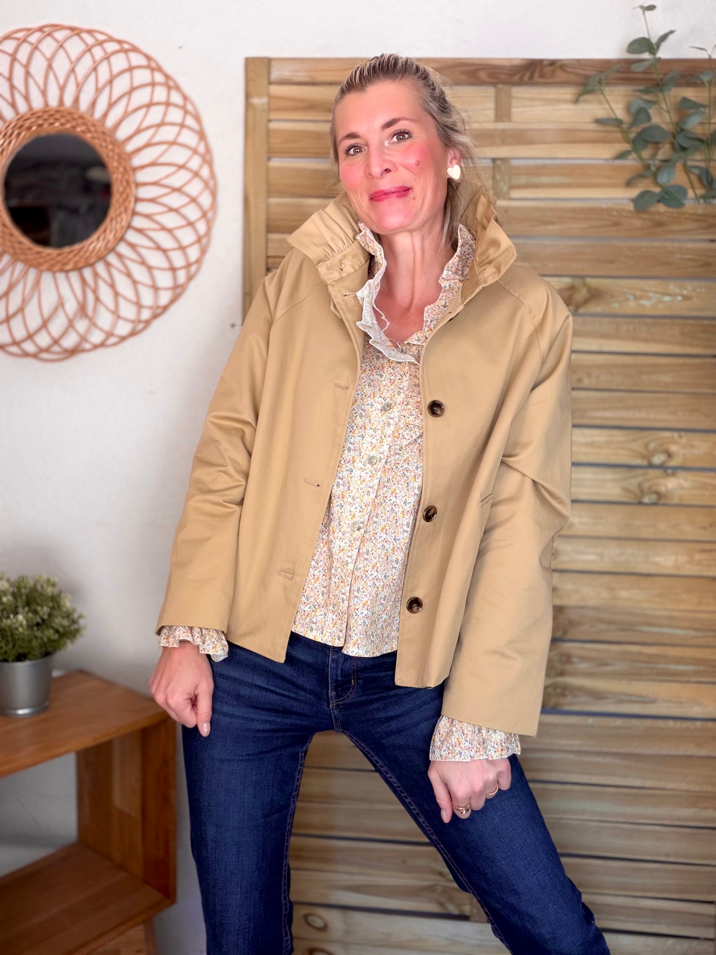 Chemise imprimée Liberty col volanté HÉLOÏSE - Jaune