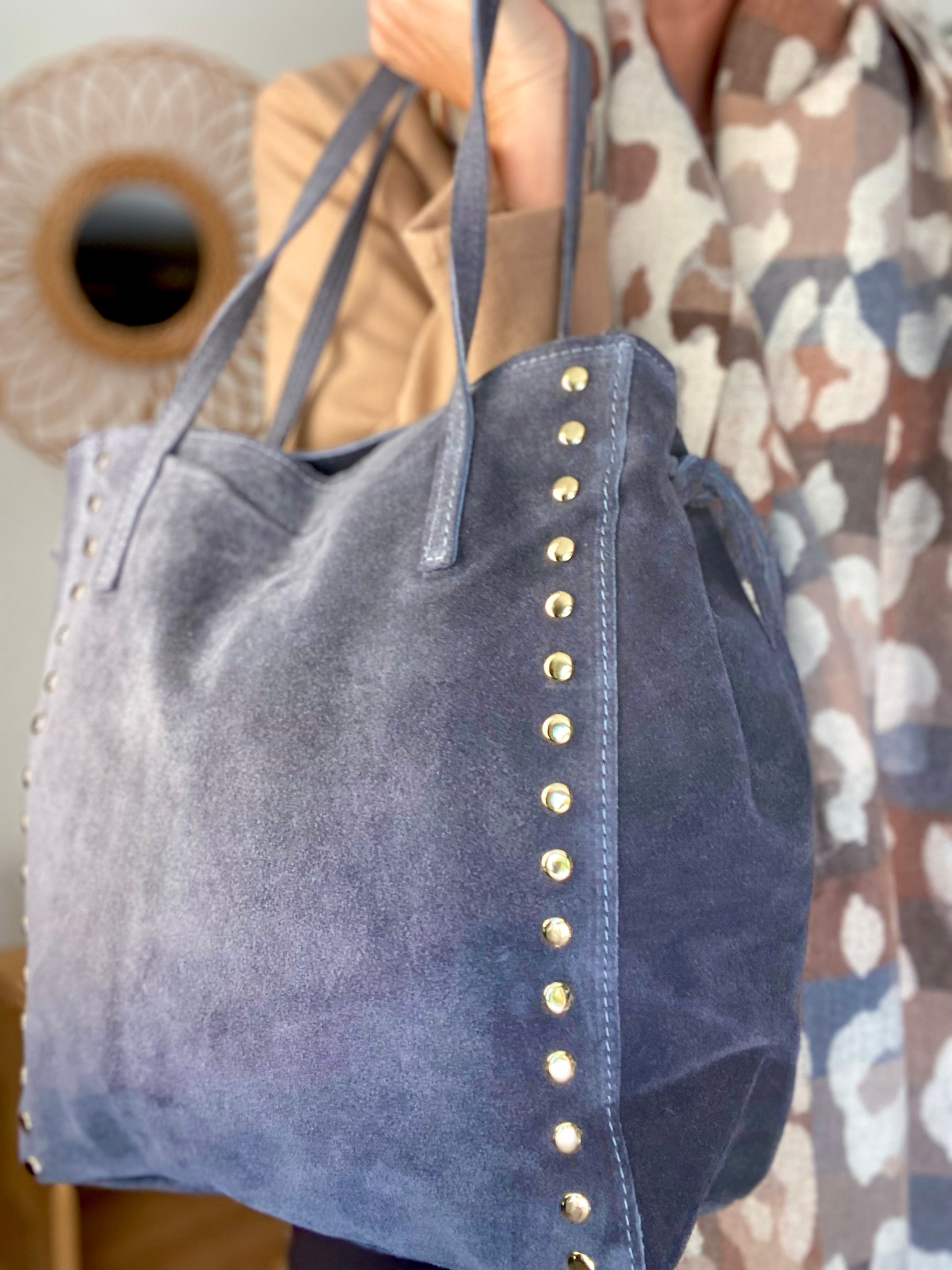⚡️PÉPITES FRIDAY - Sac en cuir daim avec clous - Gris foncé - COURTNEY