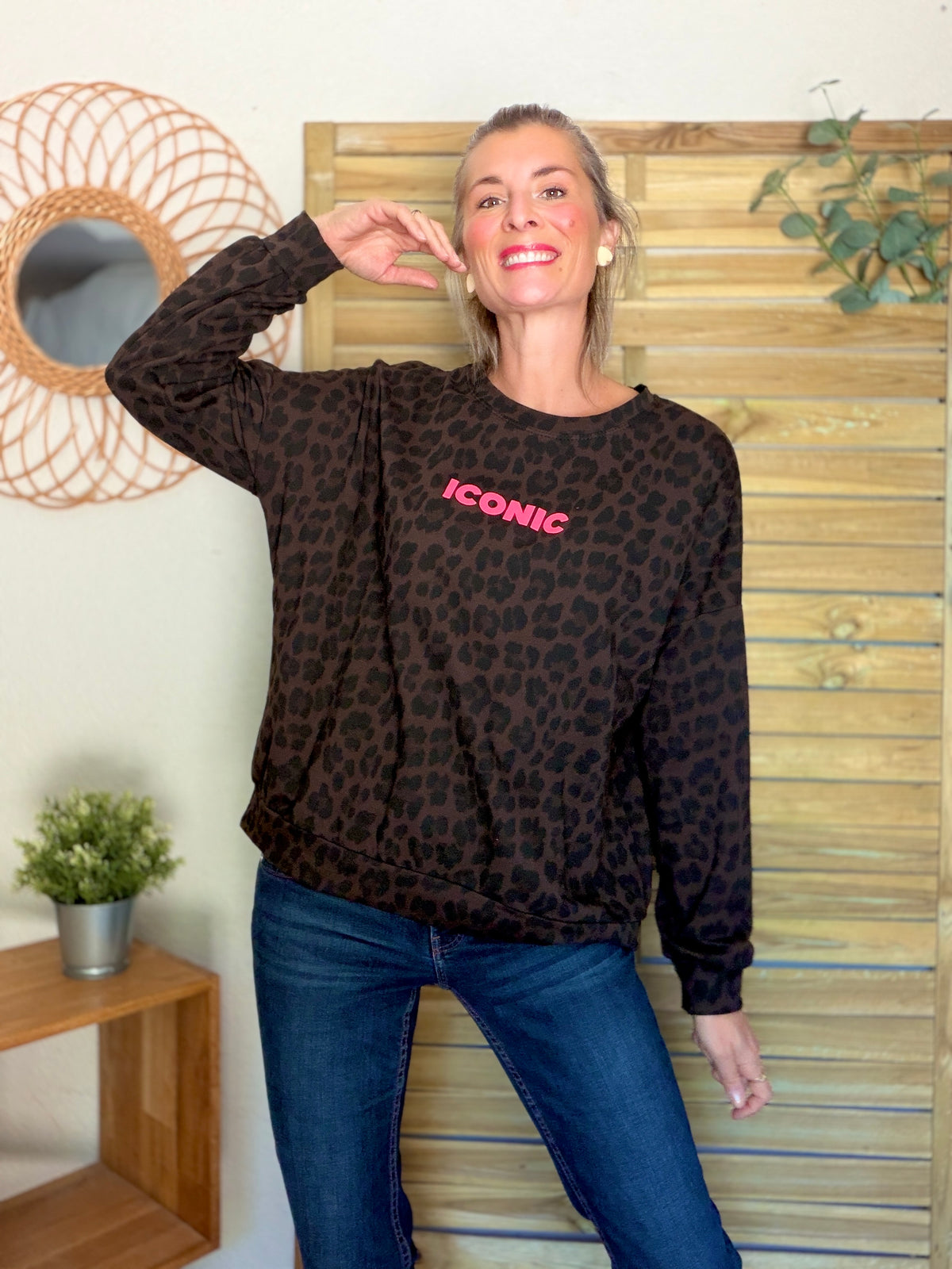 Sweat ICONIC léger 100% coton FAUSTINE Léo choco (taille 34 à 46) (Copie)