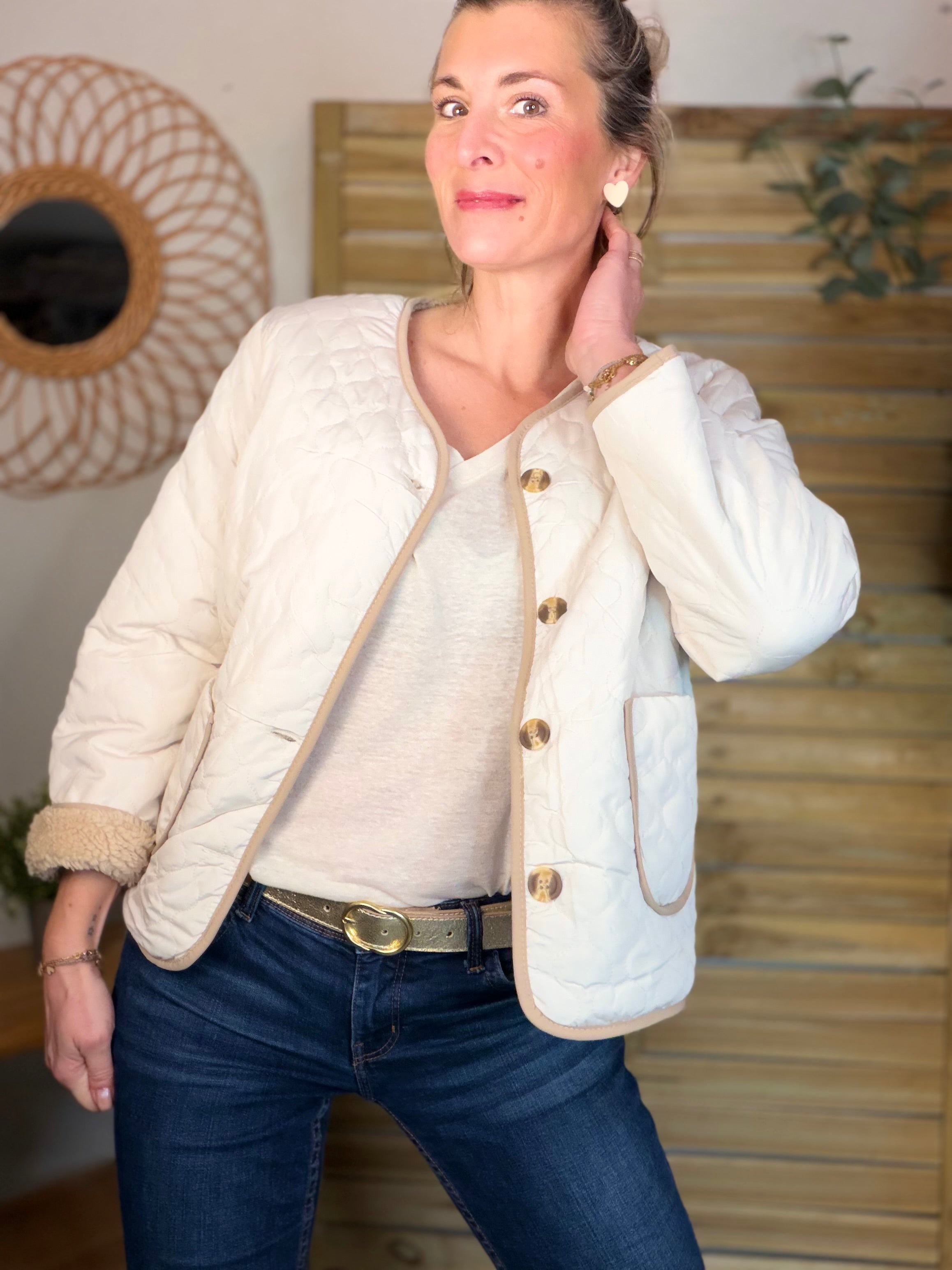 ⚡️ ARRIVAGE - Veste matelassée réversible Sherpa NOÉMIE Beige