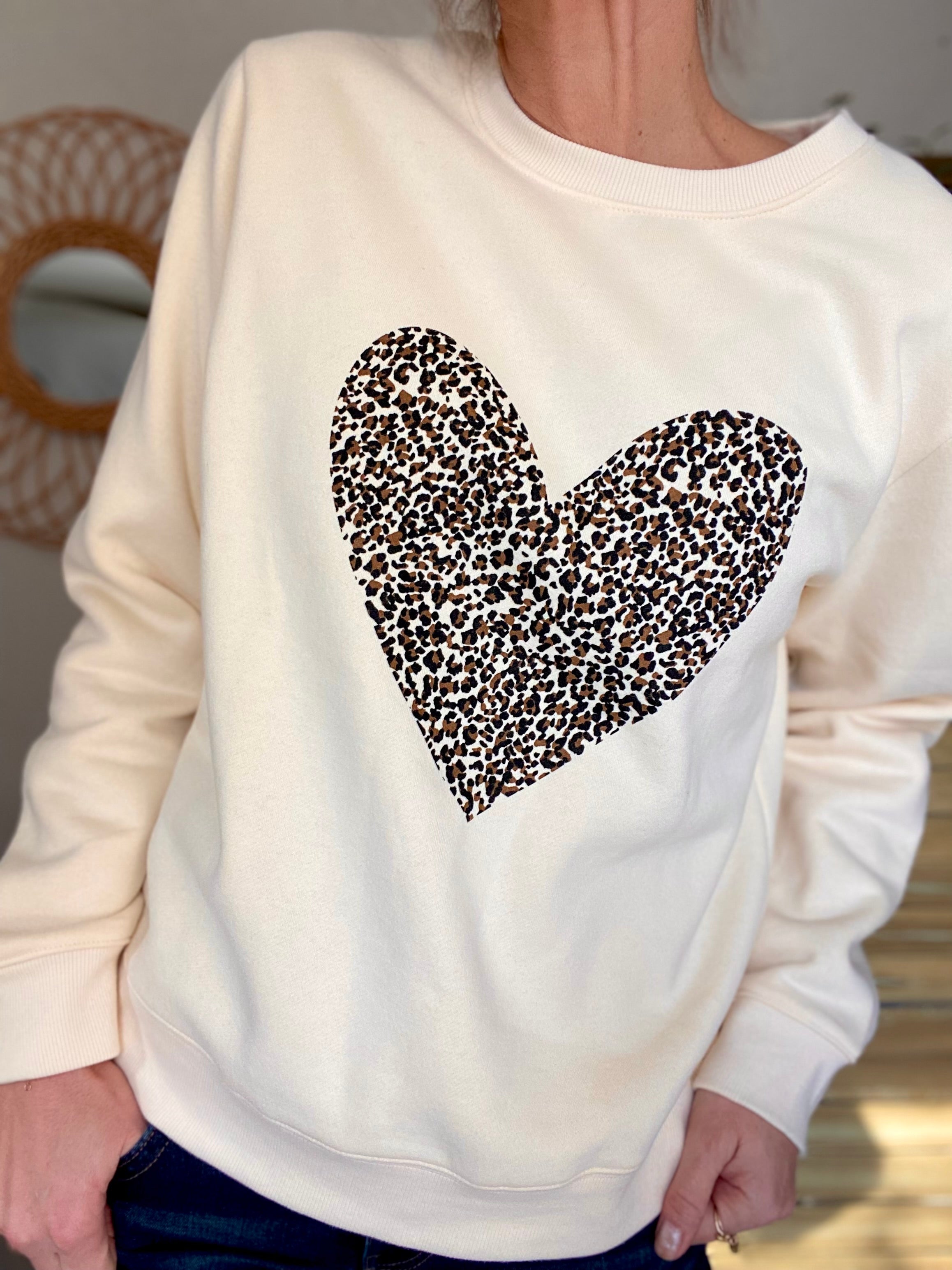 Sweat coeur Léo 🐆 ALBERTINE Beige