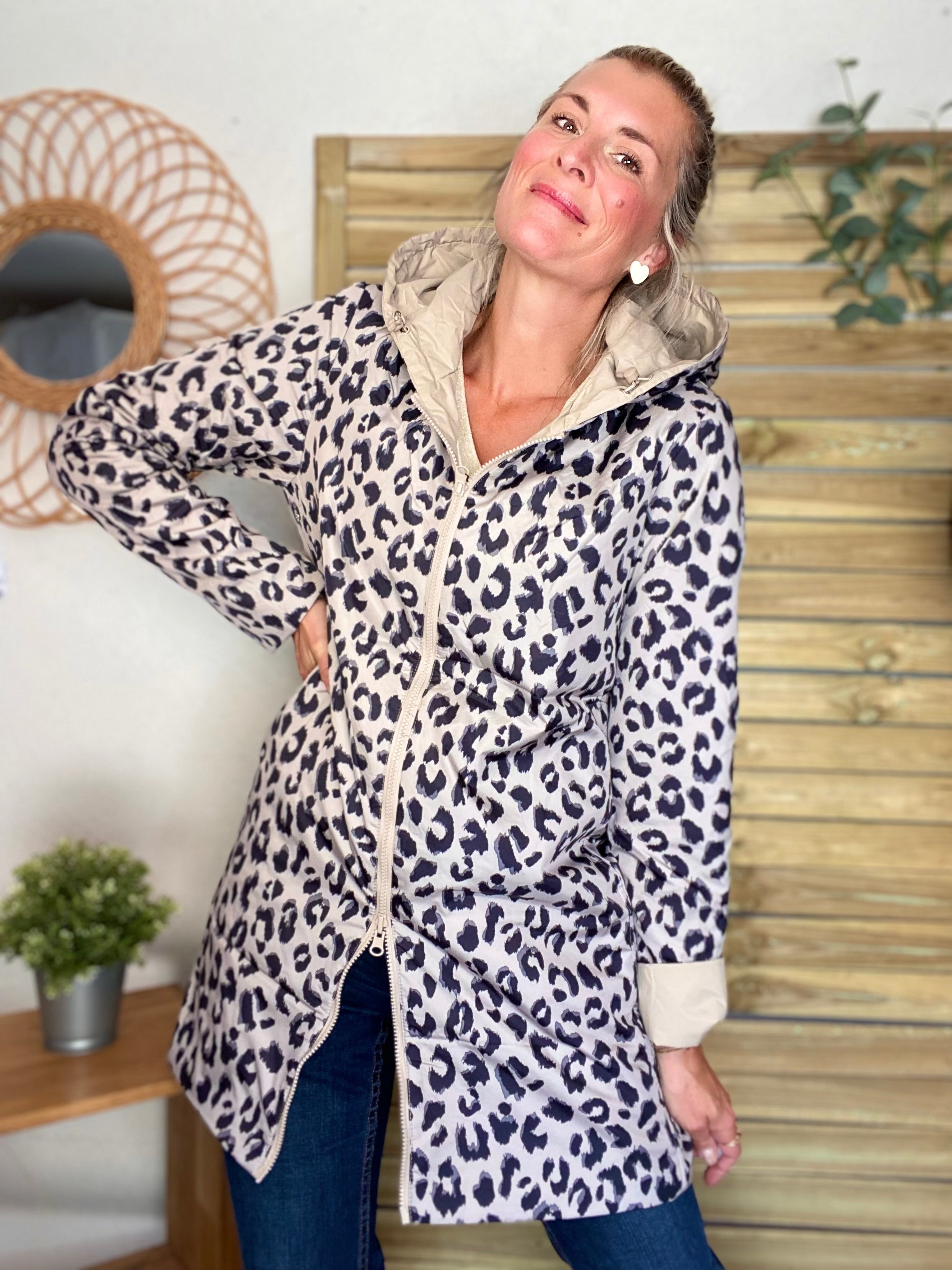 Imperméable réversible rembourré LOUISON LONG - Beige / Léo - LAURA JO