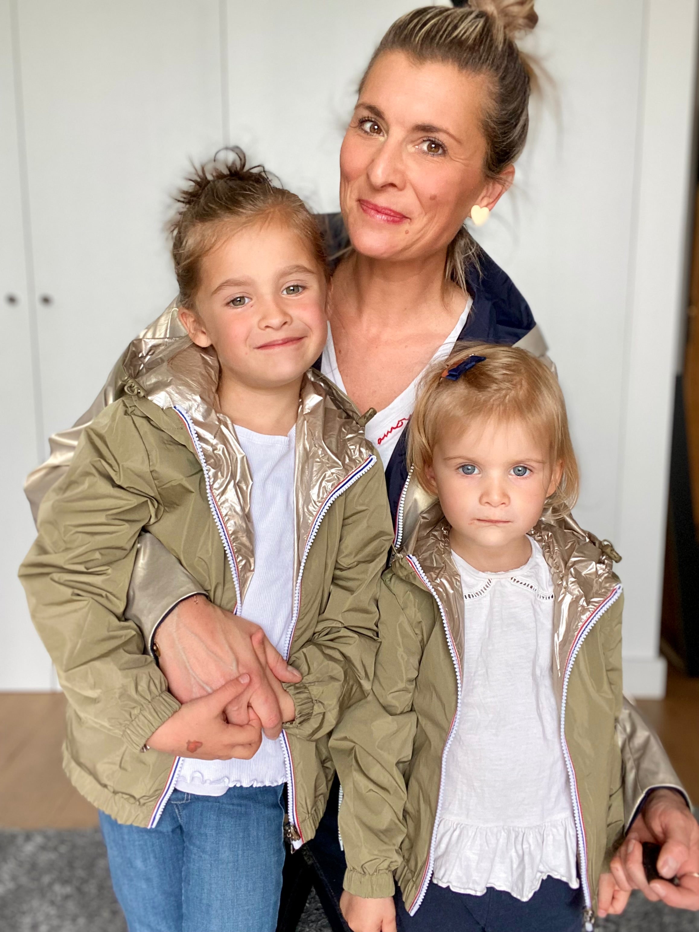 Veste Imperméable réversible mixte GARANCE KIDS - Kaki clair / Doré