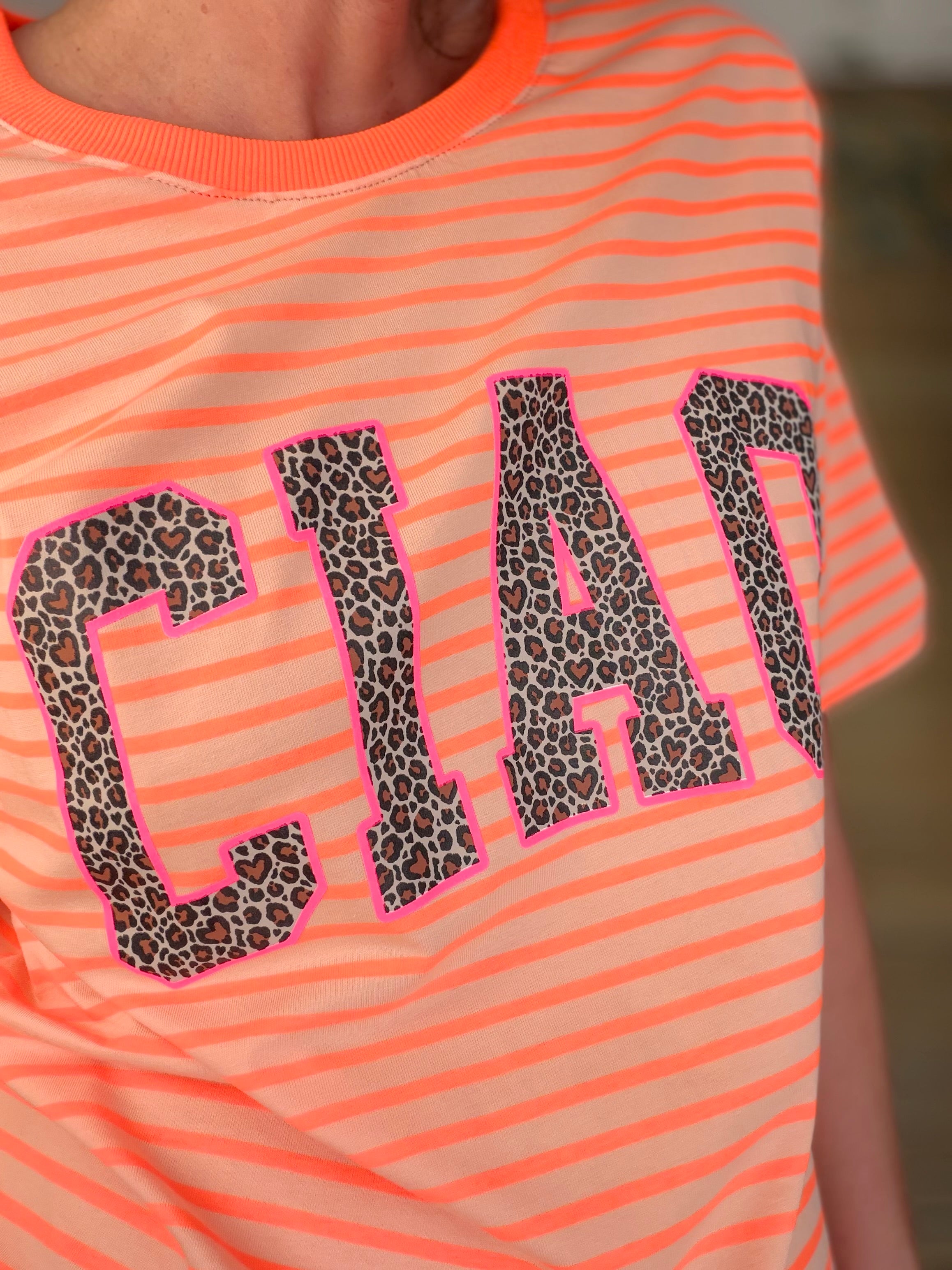 Tee shirt rayé CIAO Léo Orange fluo