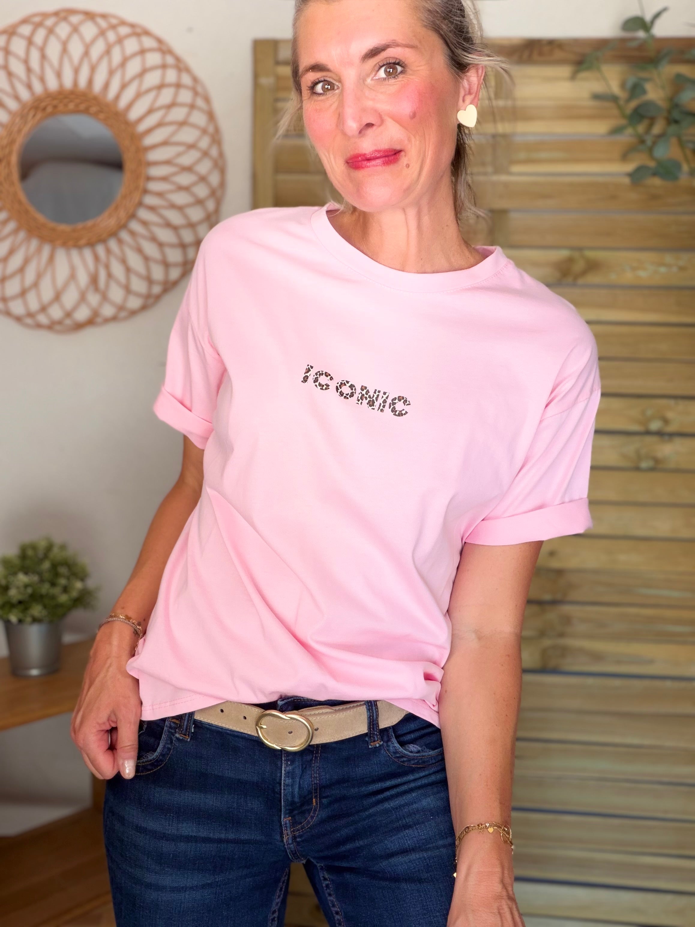 Tee shirt ICONIC Léo LÉONA Rose