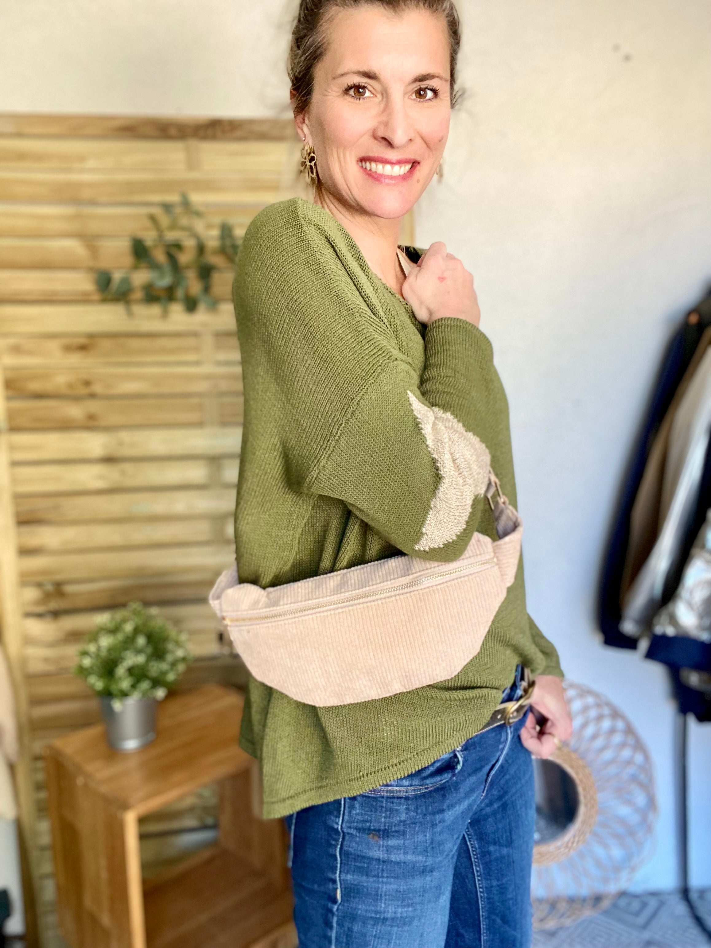 Sac banane M…ini - velours cotelé Ciao Boum - IVY - Beige