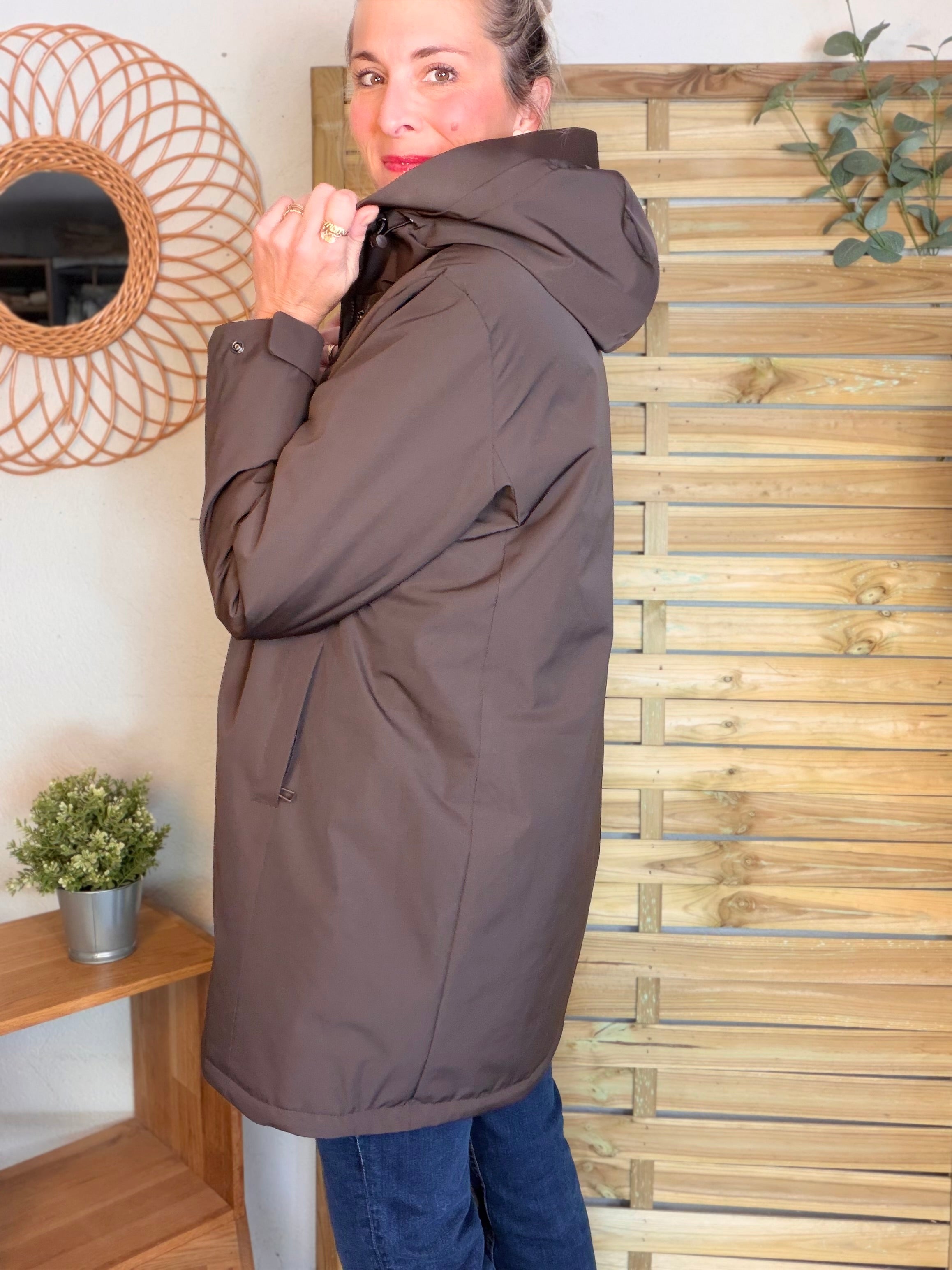 Parka fourrée imperméable AMBRE - Chocolat / Beige - LAURA JO
