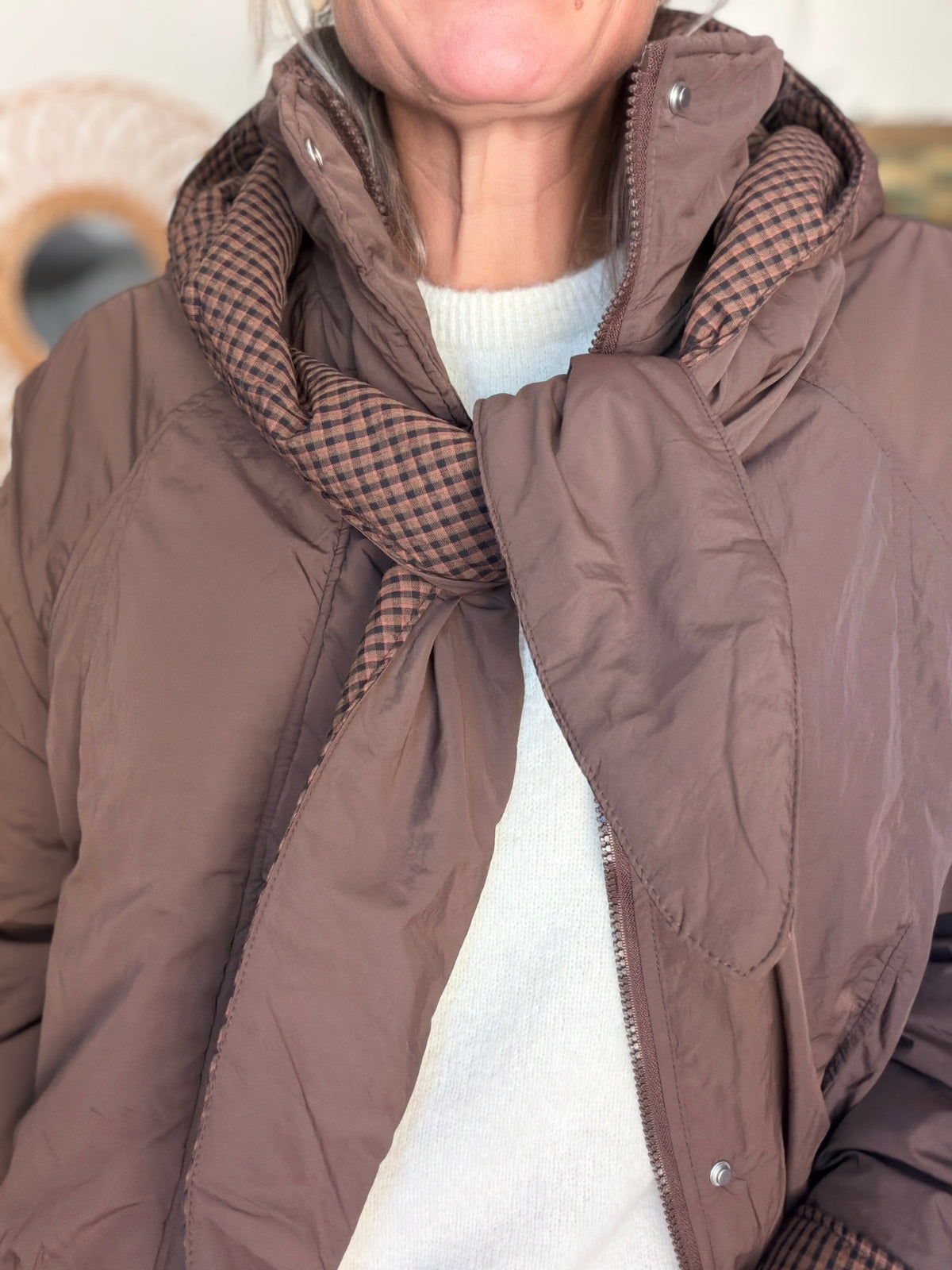 PRÉCOMMANDE (Expédition 22/10) • Veste matelassée capuche amovible réversible ODILE Chocolat