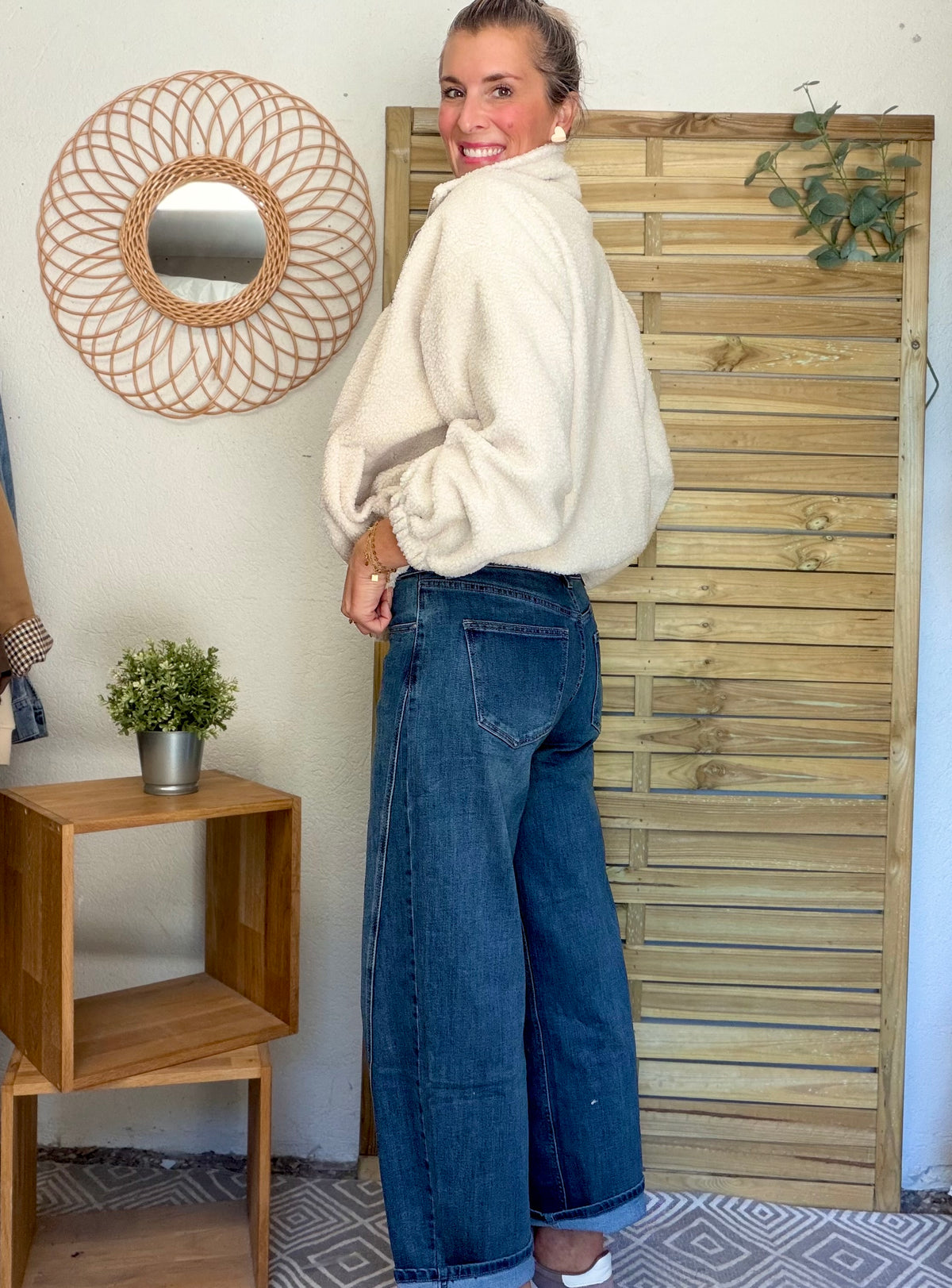 Pantalon Jean coupe barrel LÉON Bleu