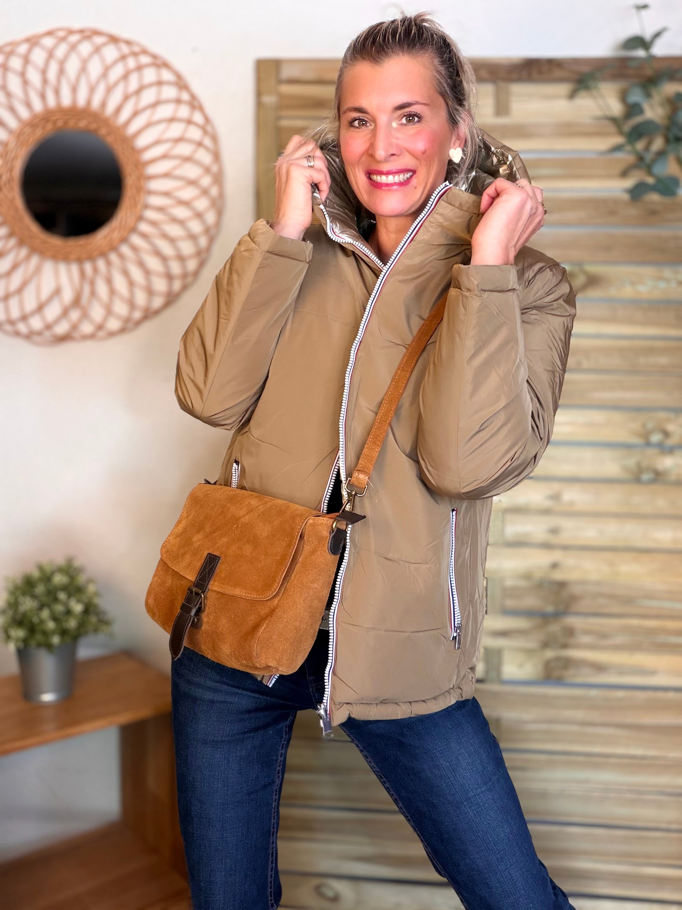 ⚡️PÉPITES FRIDAY - Doudoune imperméable réversible longue ANGÈLE COURT - Camel - MELYA MELODY