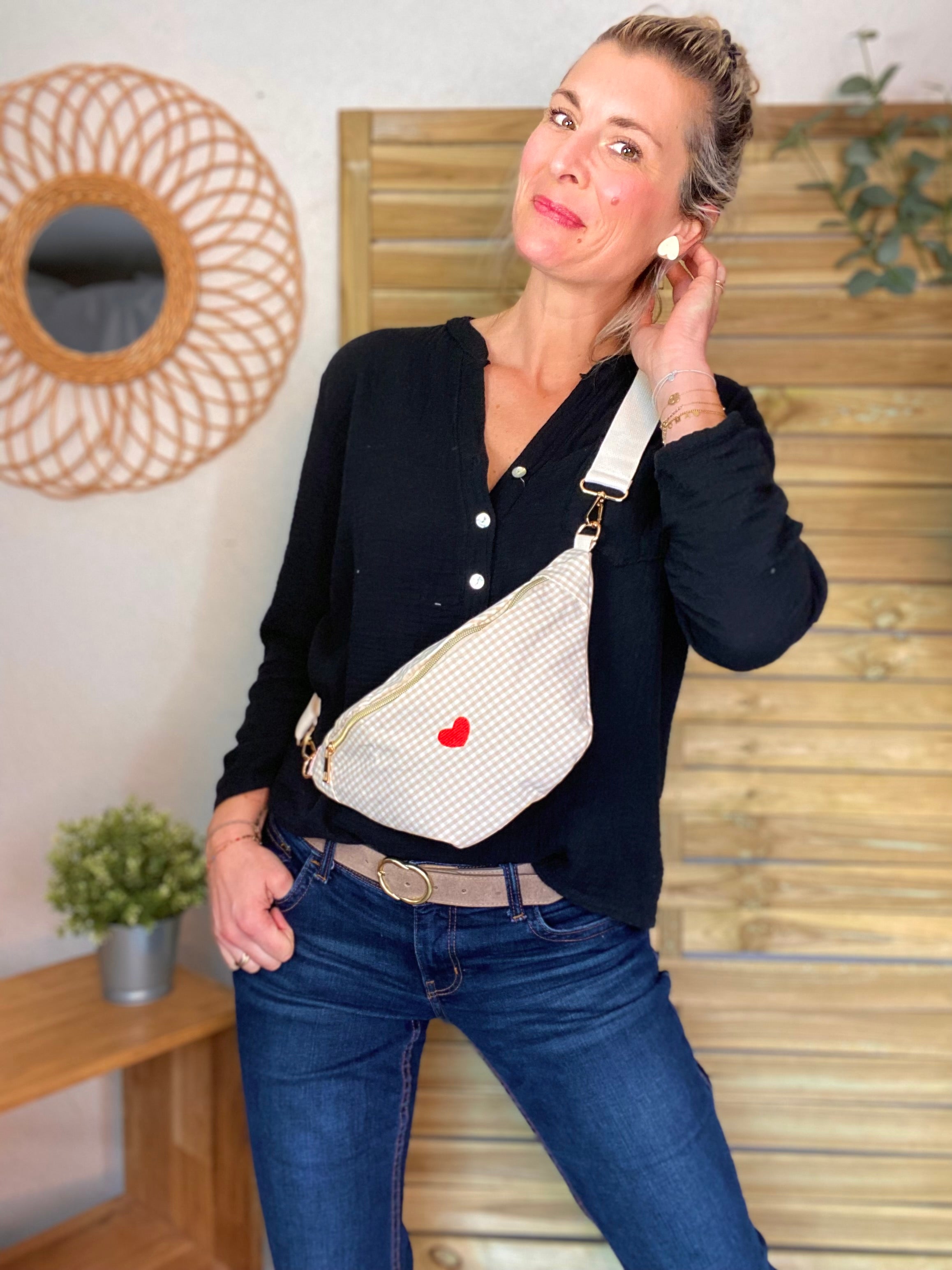 Sac banane Ciao Boum ELONY - Vichy beige ❤️