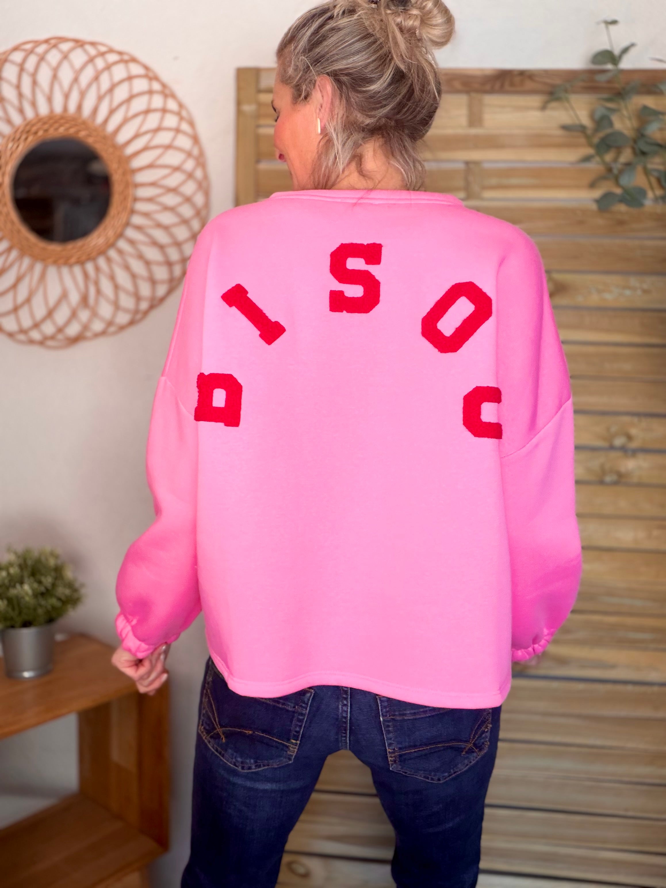 Sweat molleton oversized BISOU Rose / Rouge - MIKA