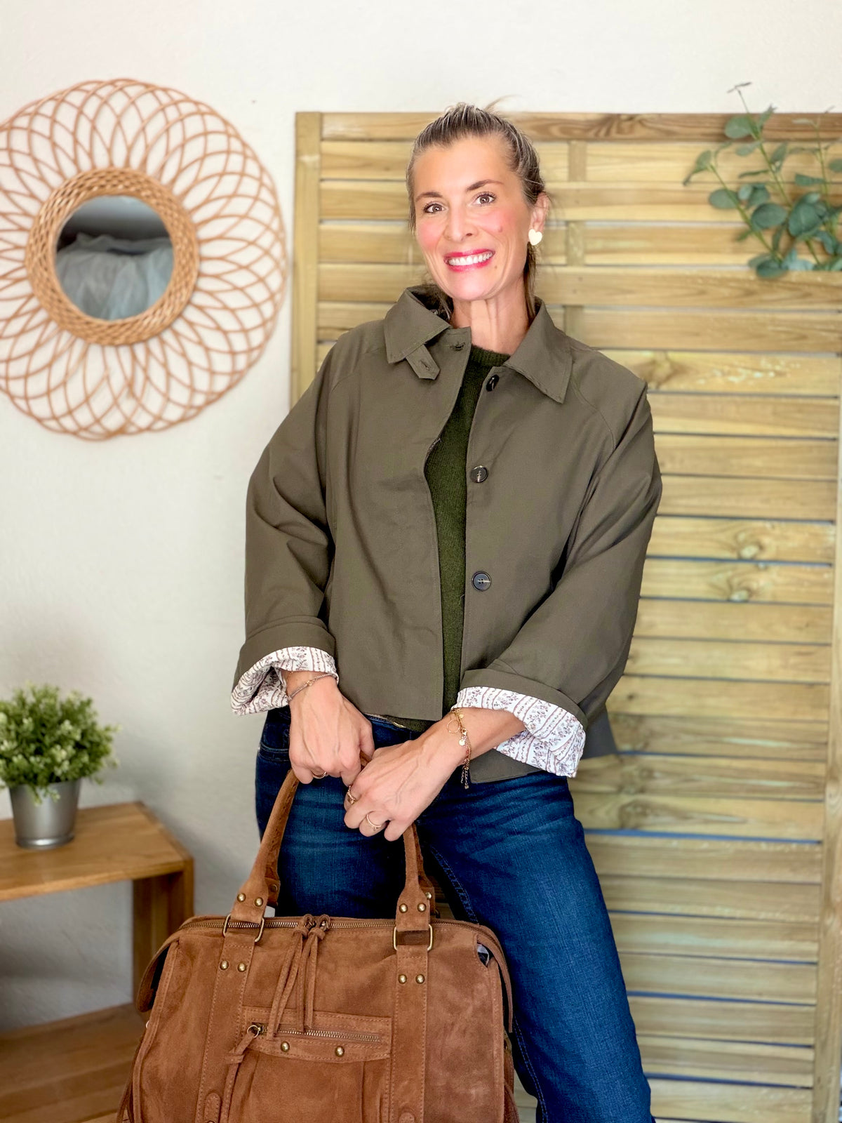 Veste Trench avec Liberty - MADELEINE Kaki