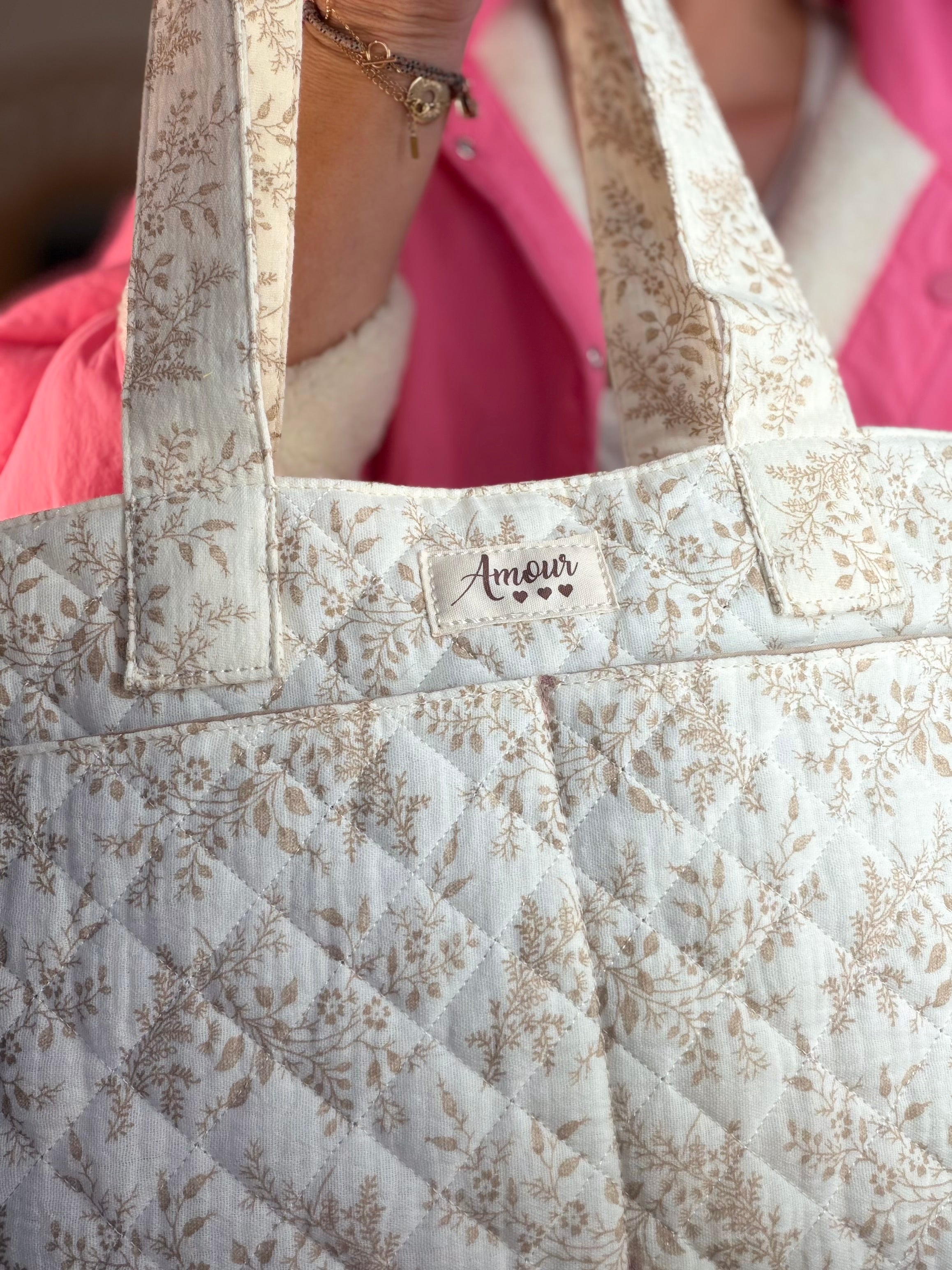 Sac week-end / à langer ANTONIN imprimé feuilles beige