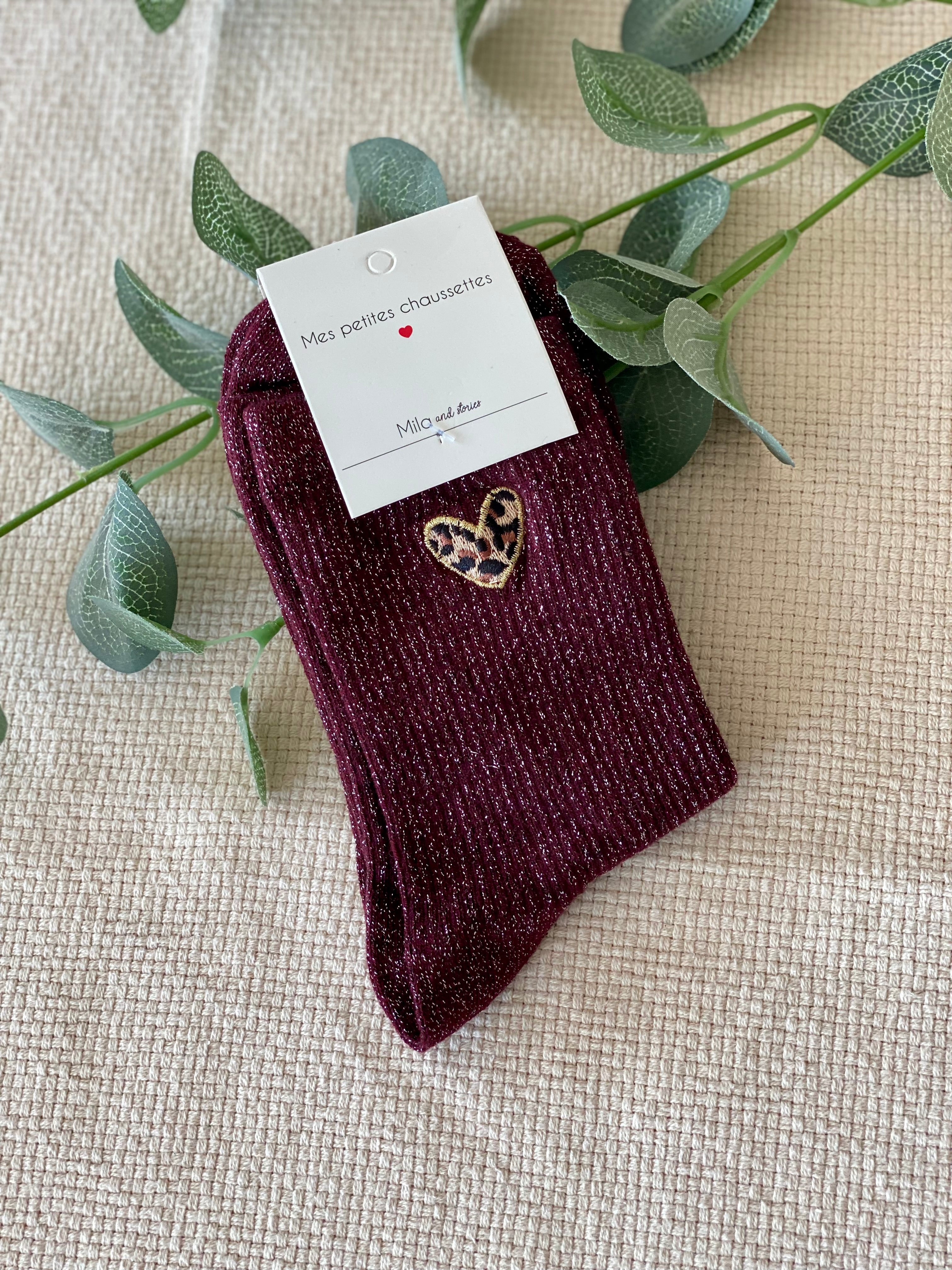 Chaussettes scintillantes glitter ZORA - Coeur Léo 🐆