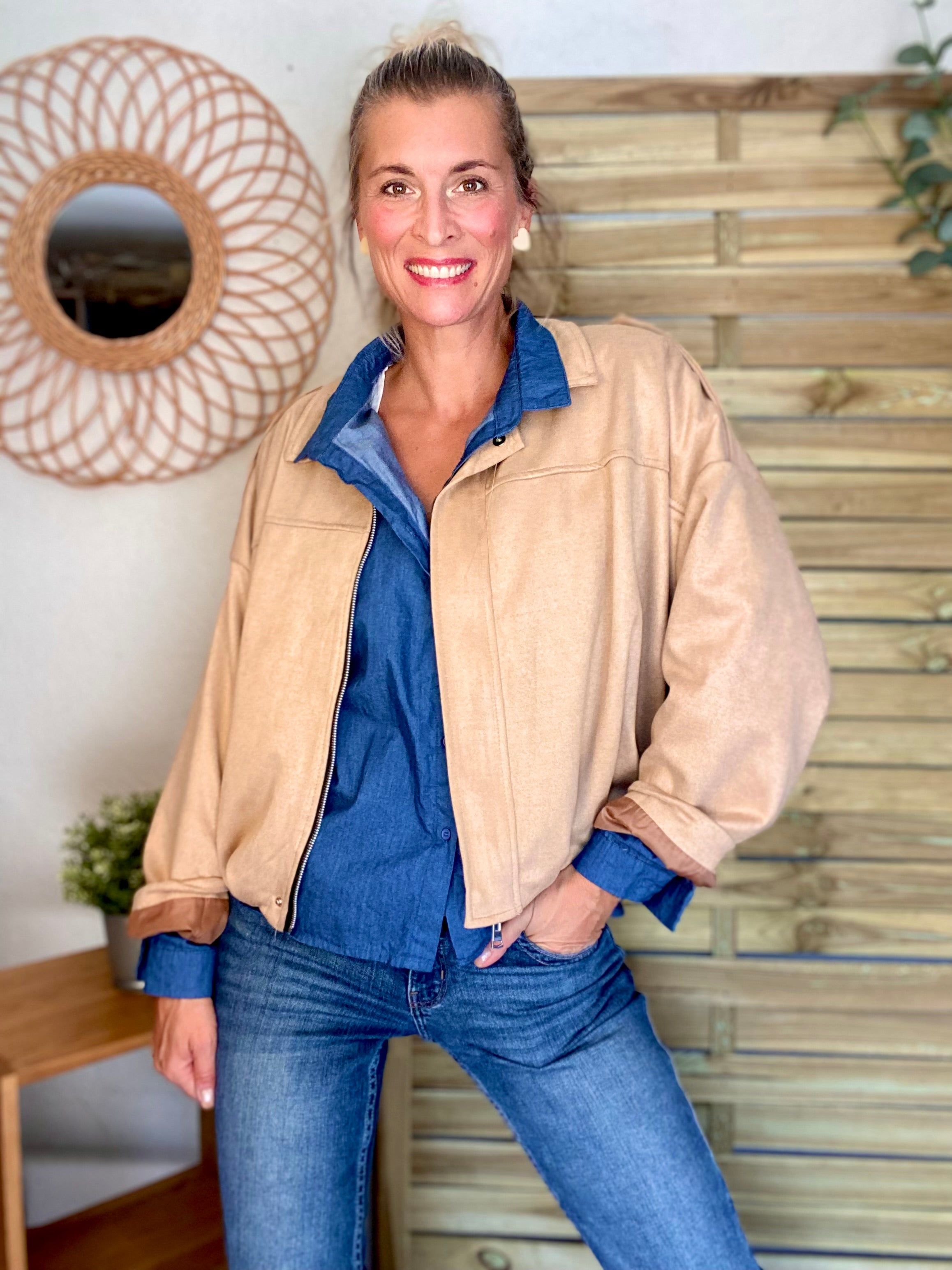 Veste oversize en suédine ISAAC - Camel clair