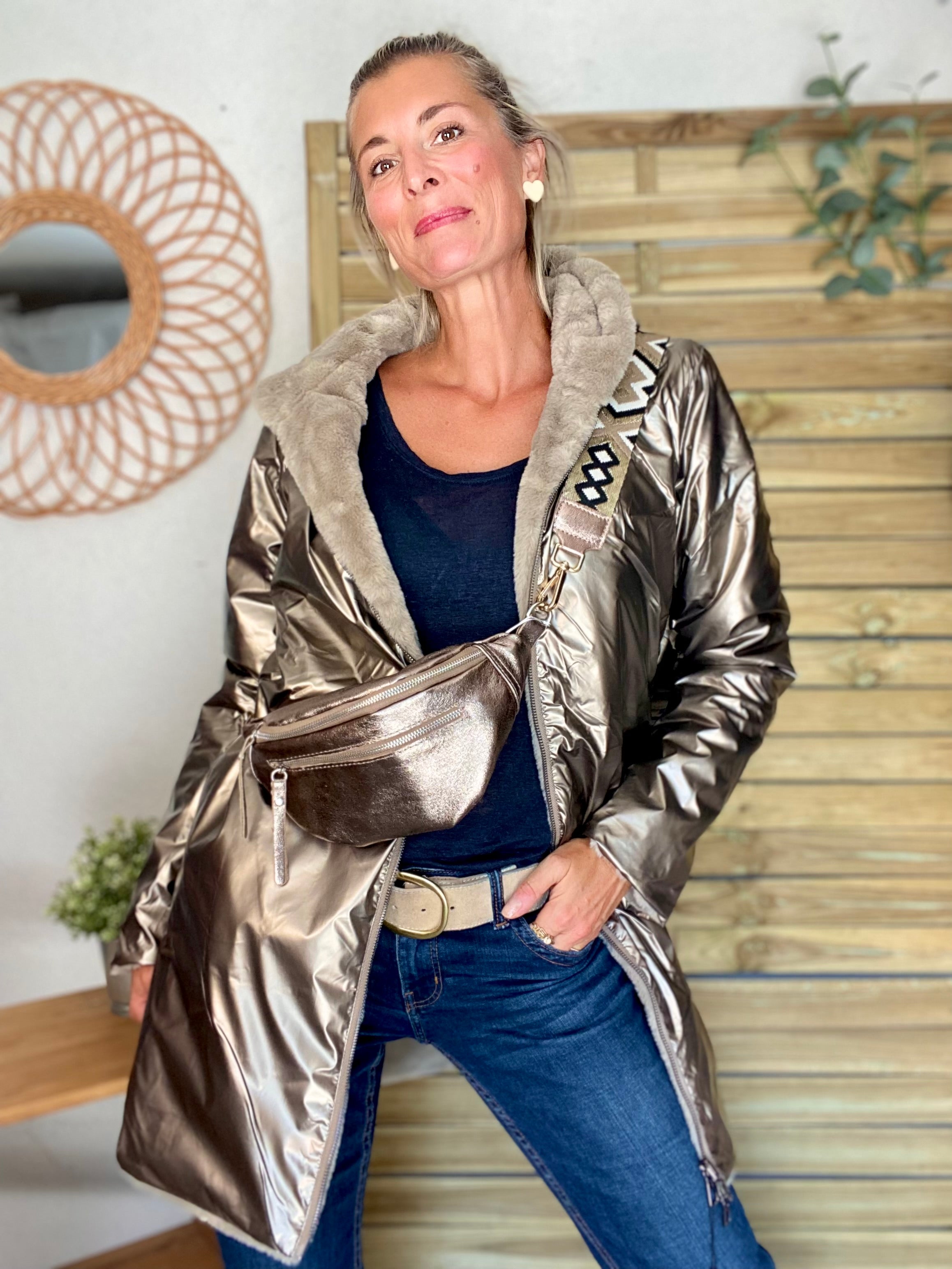 Parka Imperméable réversible fourrée Bronze / Beige ALIX - LAURA JO