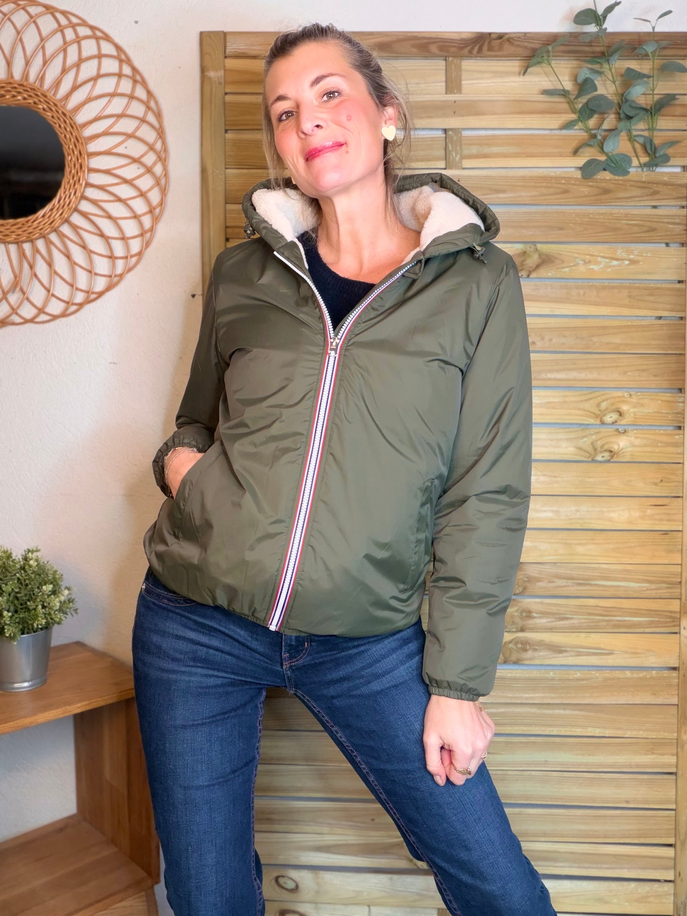Parka Imperméable LOUISE COURT sherpa - Kaki - LAURA JO