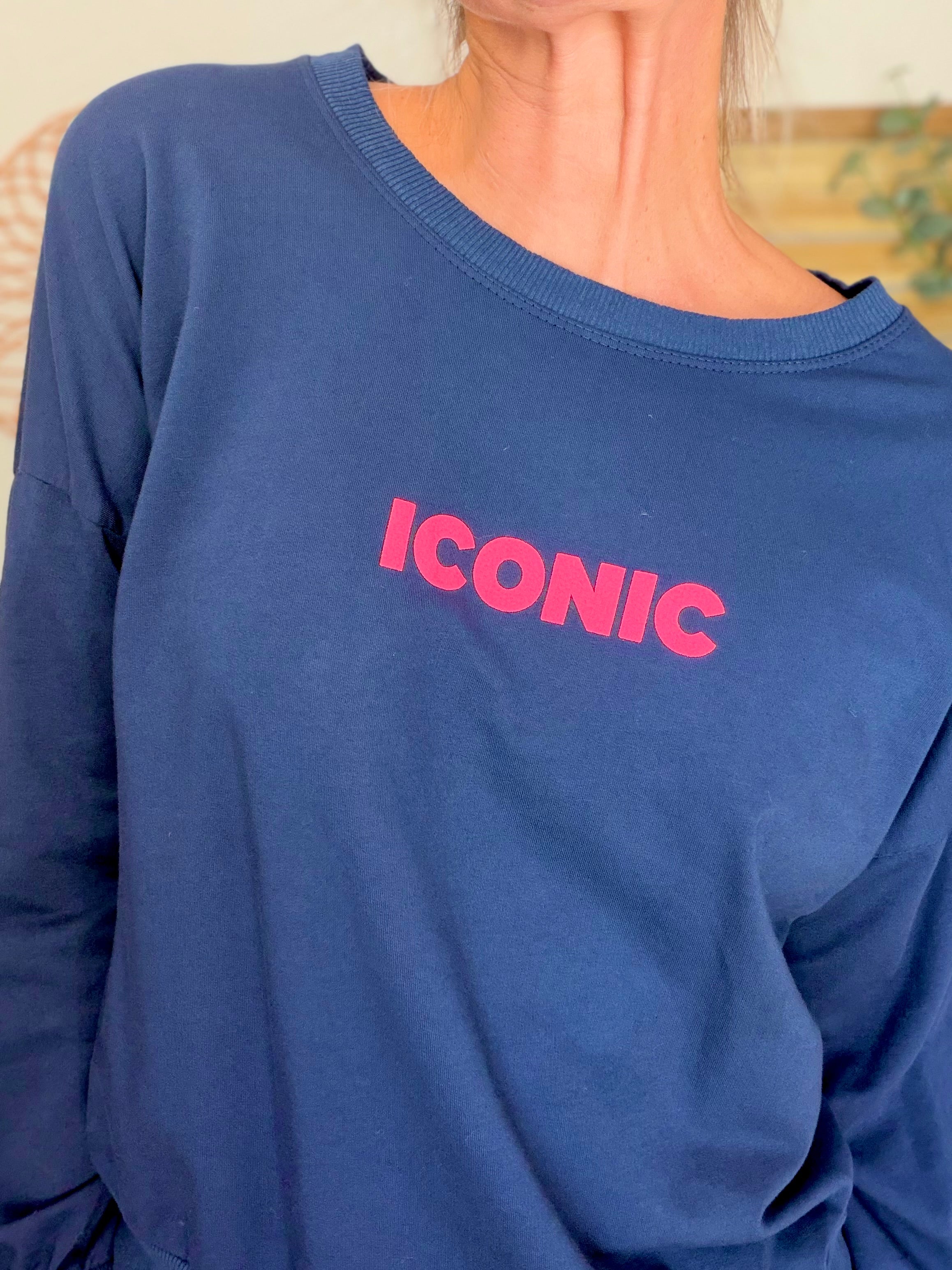 Sweat ICONIC léger 100% coton FAUSTINE Bleu marine (taille 36 à 46)
