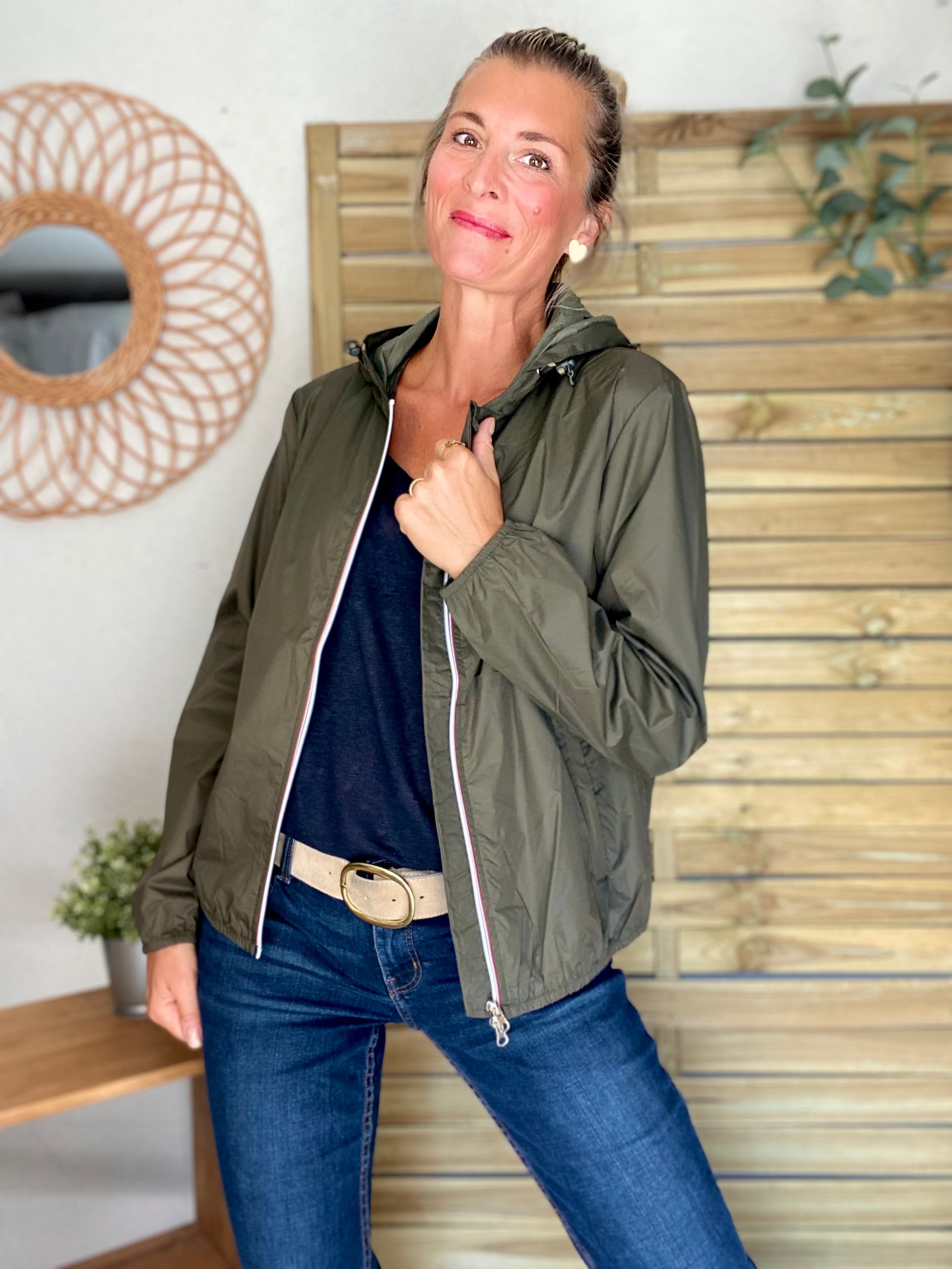 Coupe vent imperméable ANNA COURT Kaki - LAURA JO