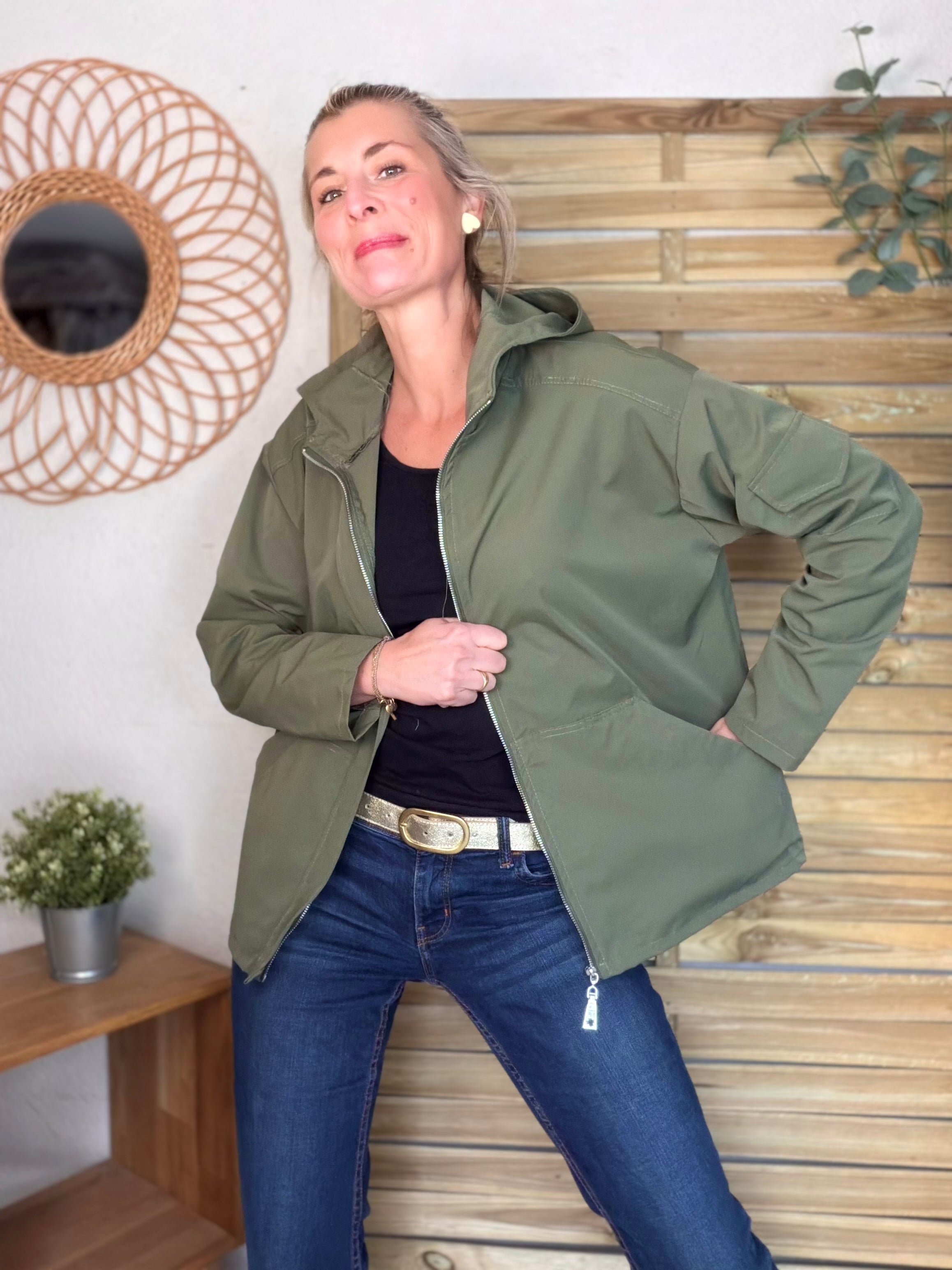 Veste Coupe vent court LIZZIE - Kaki