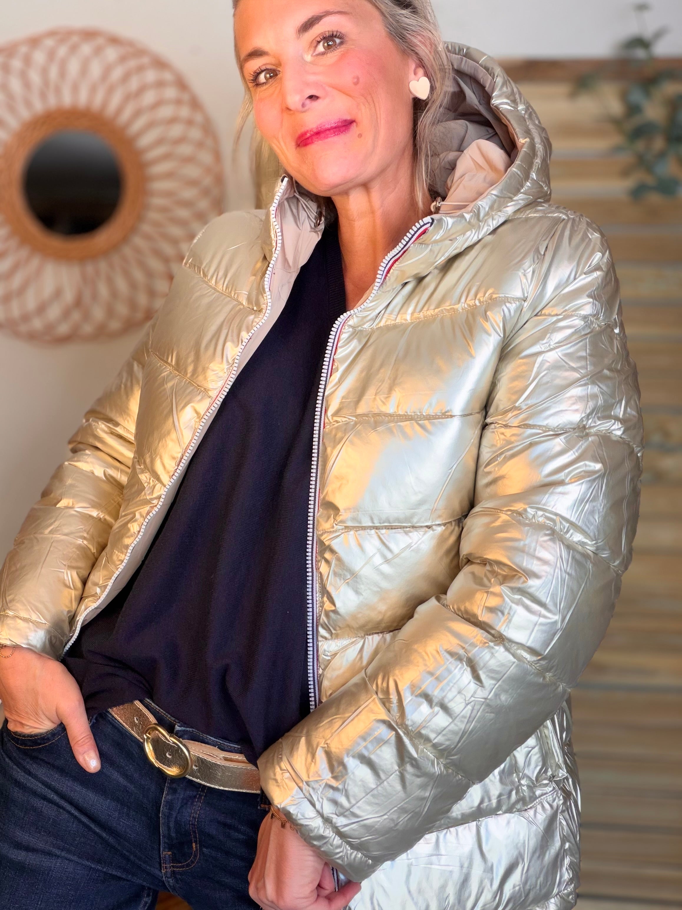 ⚡️PÉPITES FRIDAY - Doudoune imperméable réversible longue ANGÈLE COURT - Beige rosé - MELYA MELODY