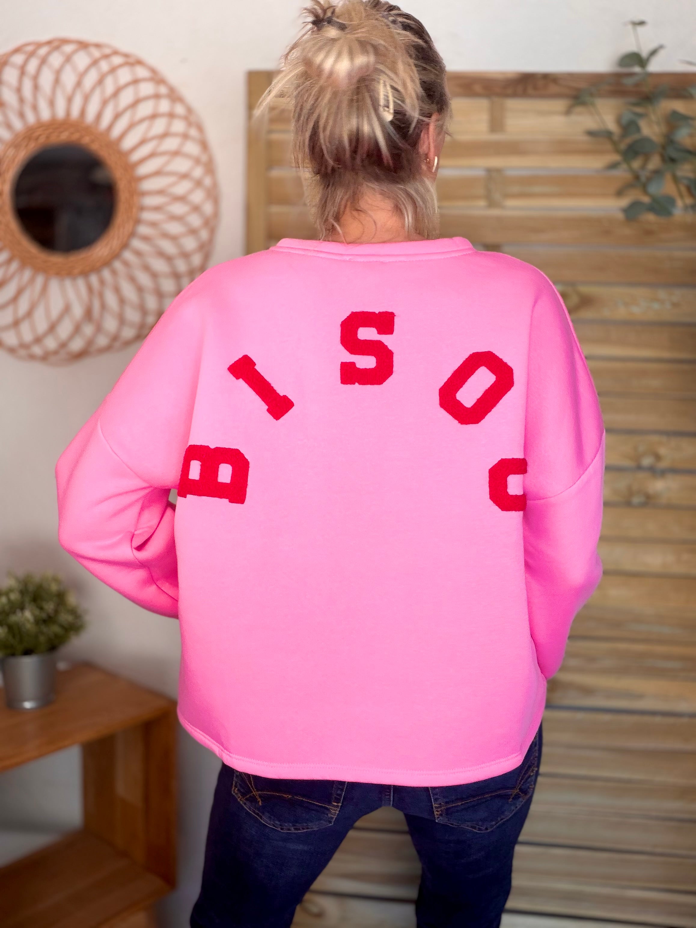 Sweat molleton oversized BISOU Rose / Rouge - MIKA