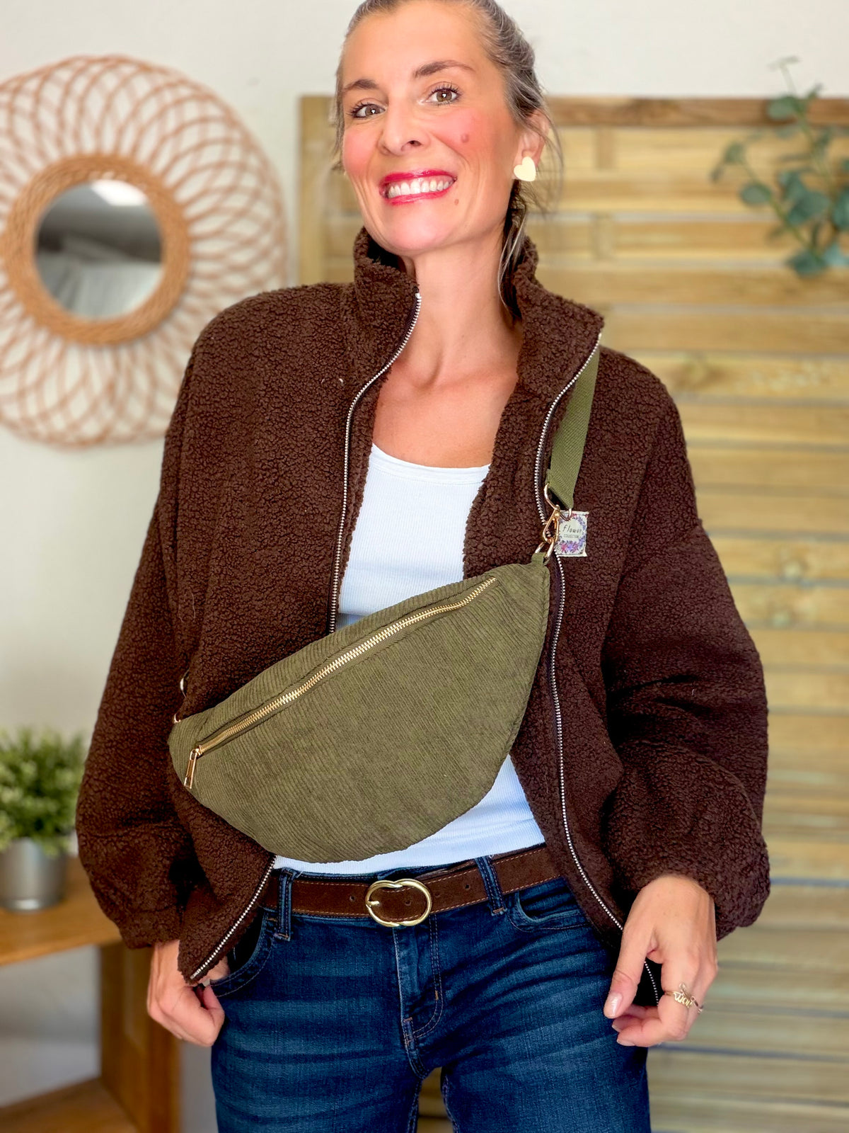 Veste Sherpa zippée LÉONIE Chocolat