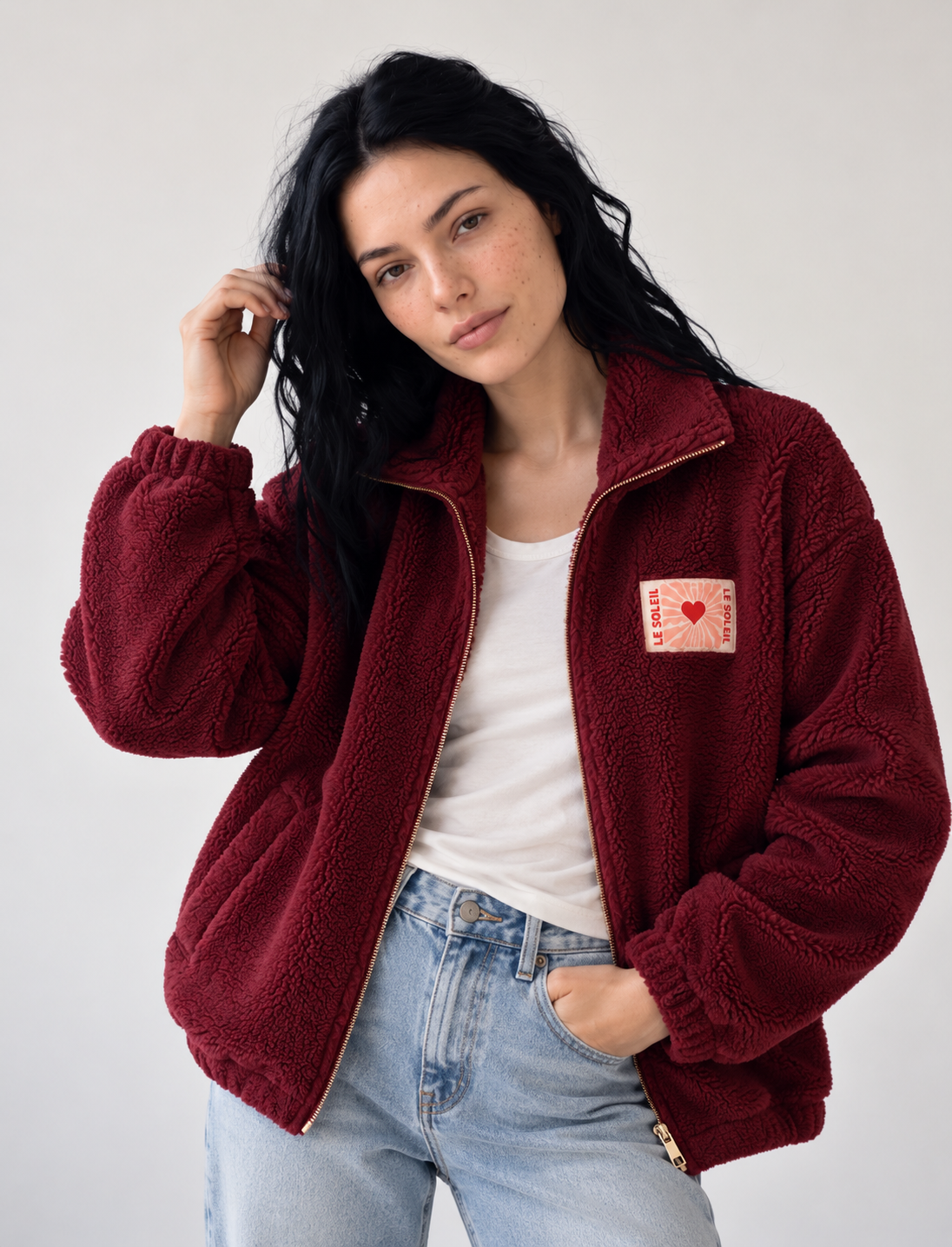 ⚡️ARRIVAGE • Veste Sherpa zippée « Soleil » DORO Bordeaux