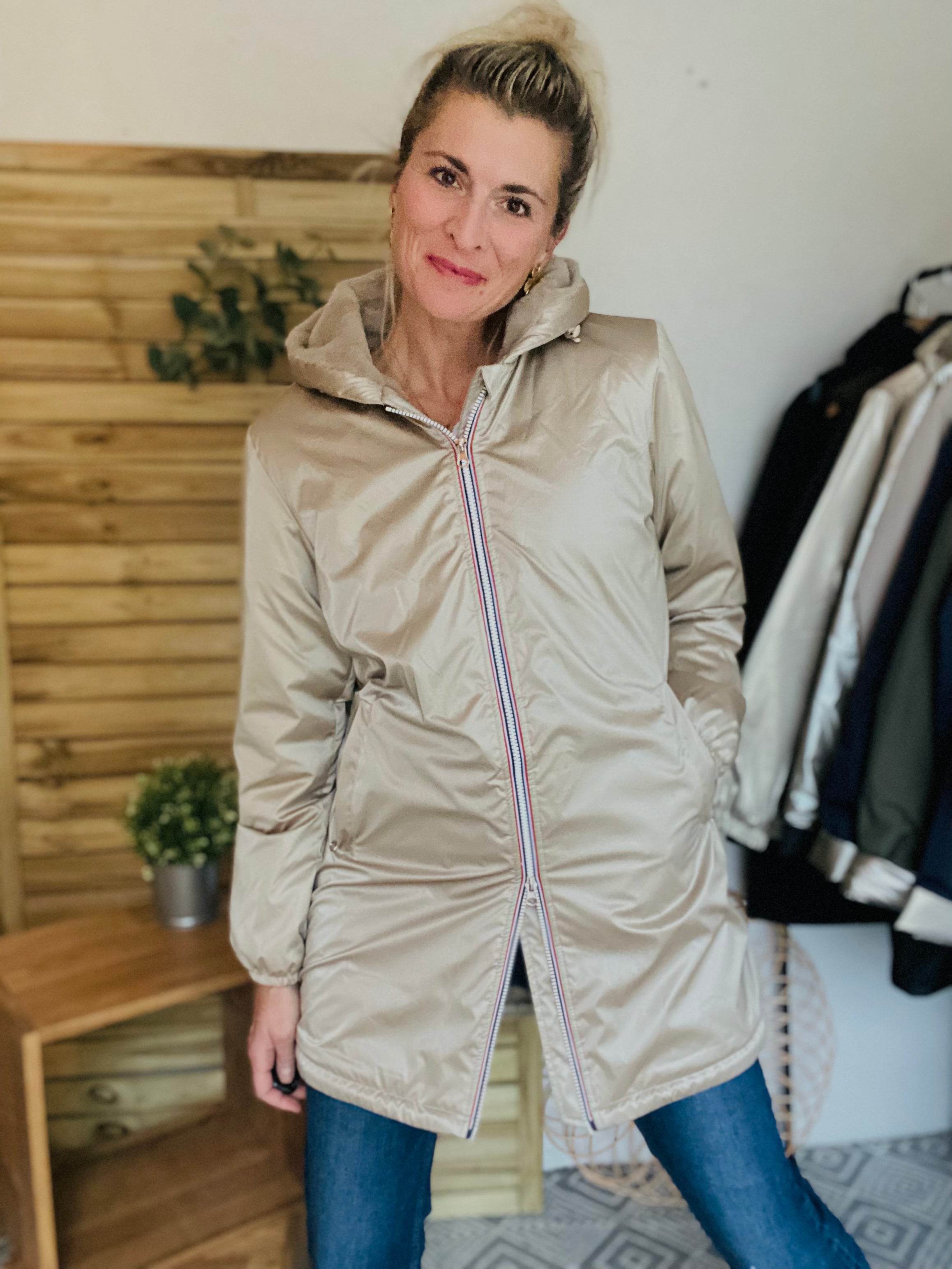 RETOUR EN STOCK 20/11 - Parka Imperméable LOUISE LONG fourré - Sable irisé - Laura Jo