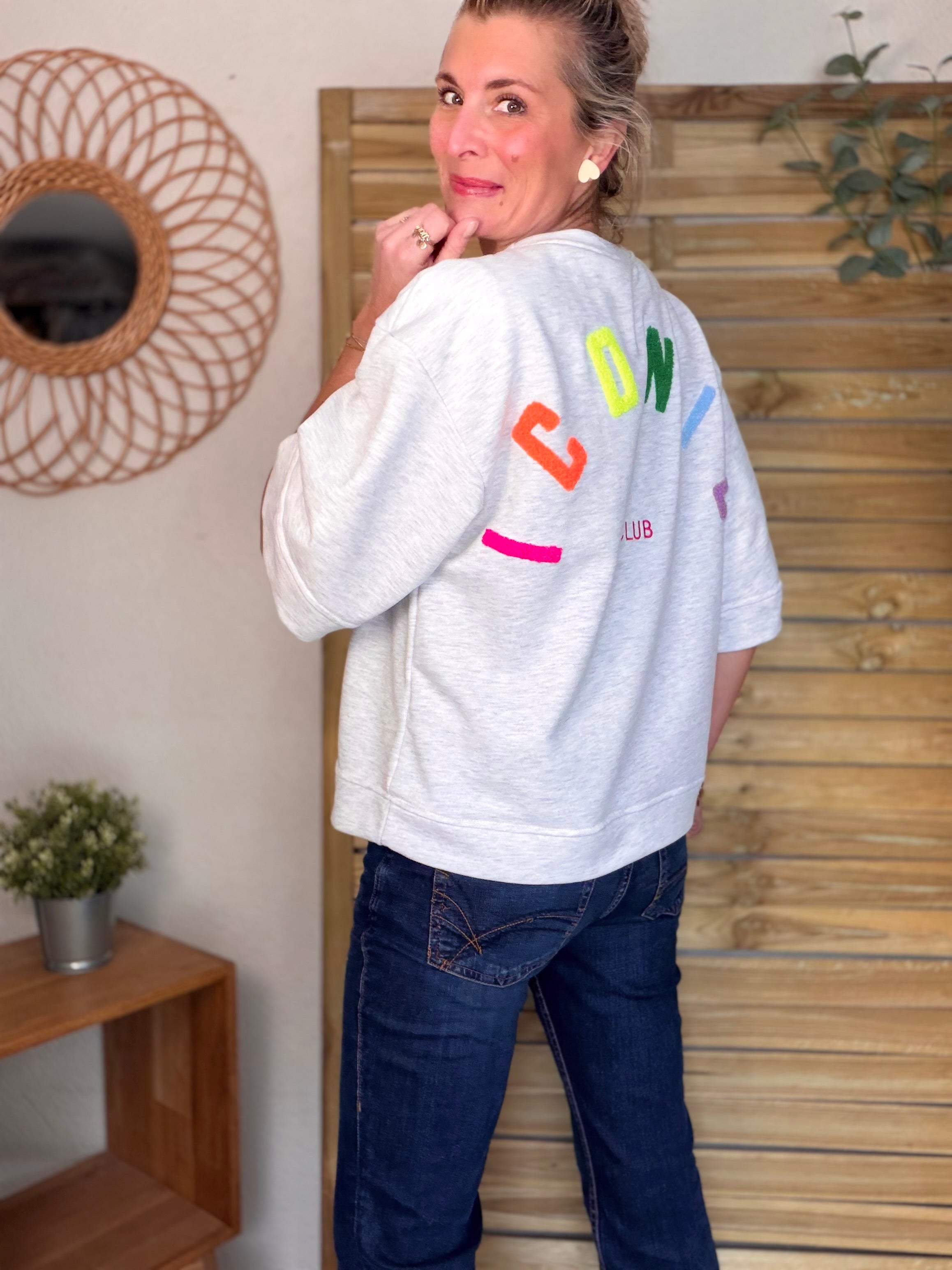 Sweat oversized ICONIC Club - ILONA Gris chiné