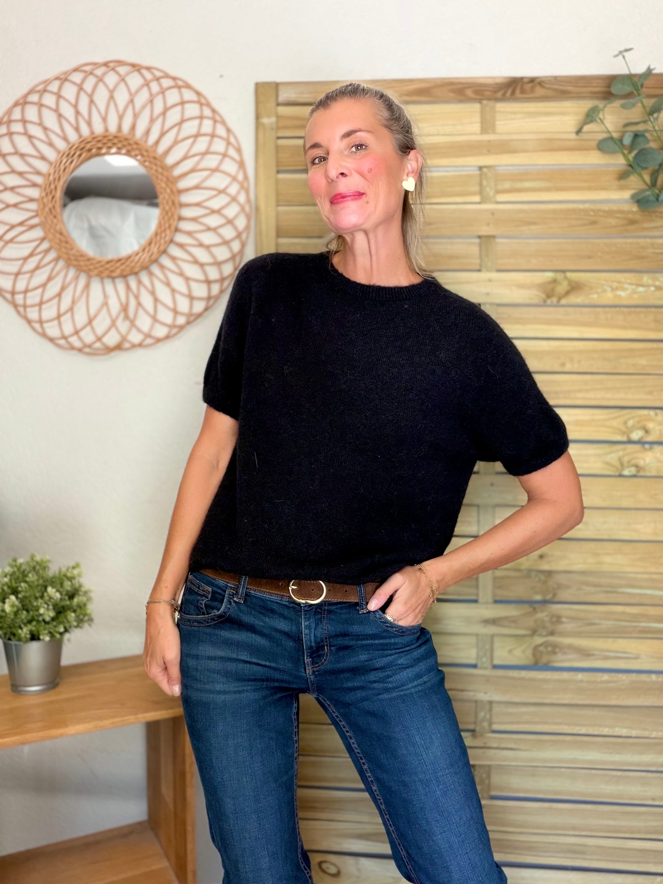 Pull laine et alpaga PEGGY - Noir