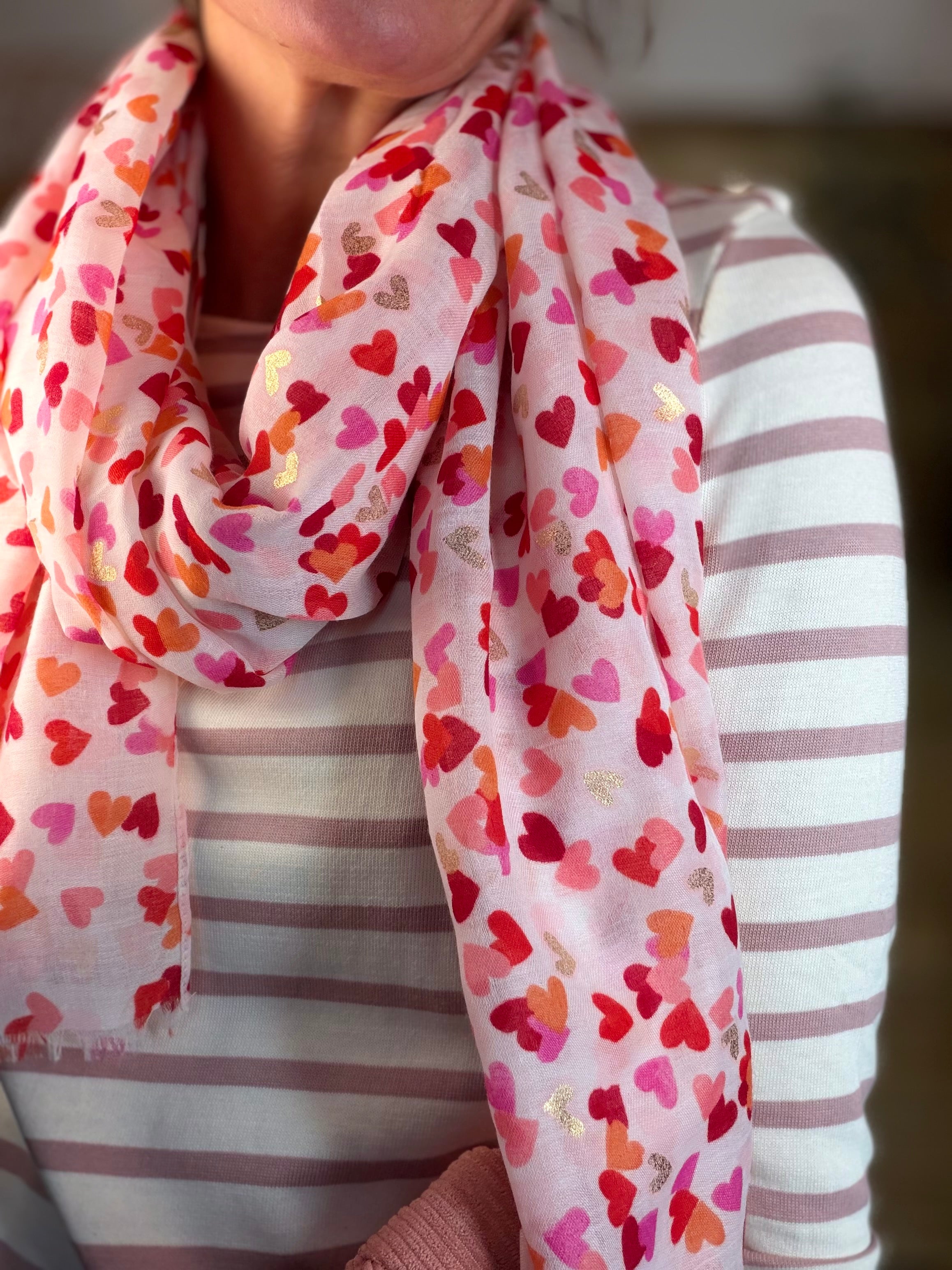 Foulard Cœurs SIGRID - Rouge Rose ❤️💛🩷