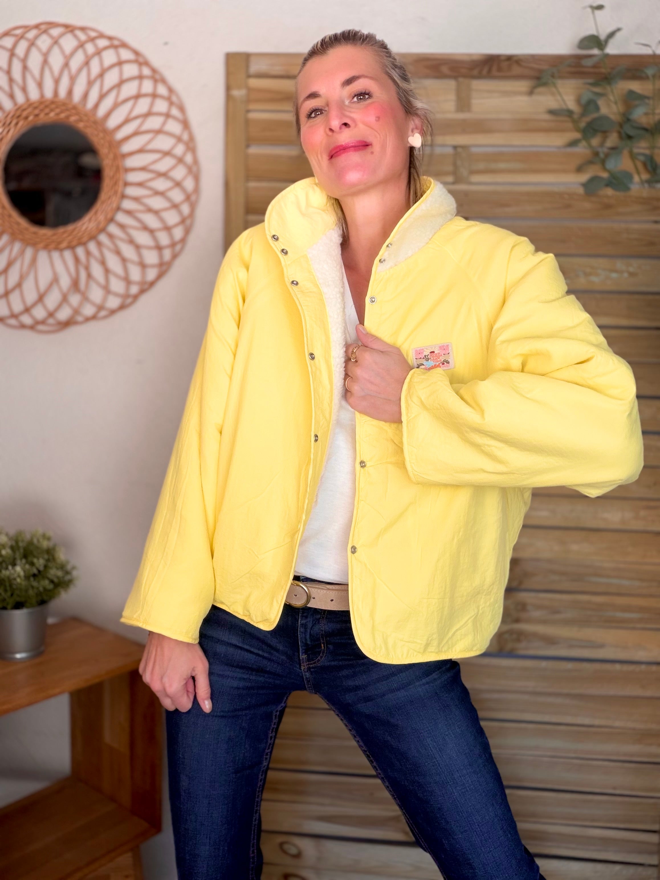 Veste matelassée réversible Sherpa AMÉLIE Jaune