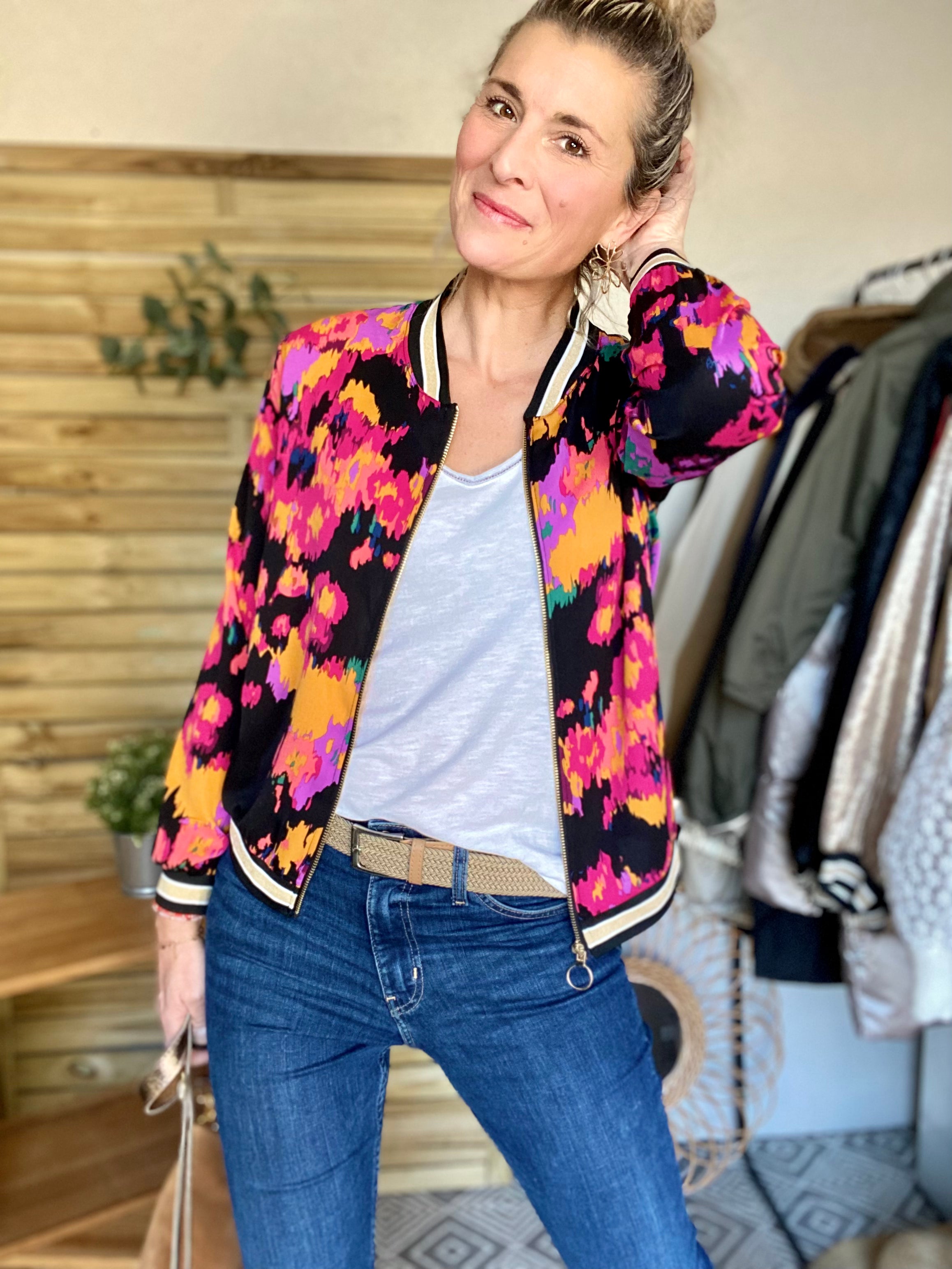 Veste bombers léger EMILY - Fleuri multico - taille unique