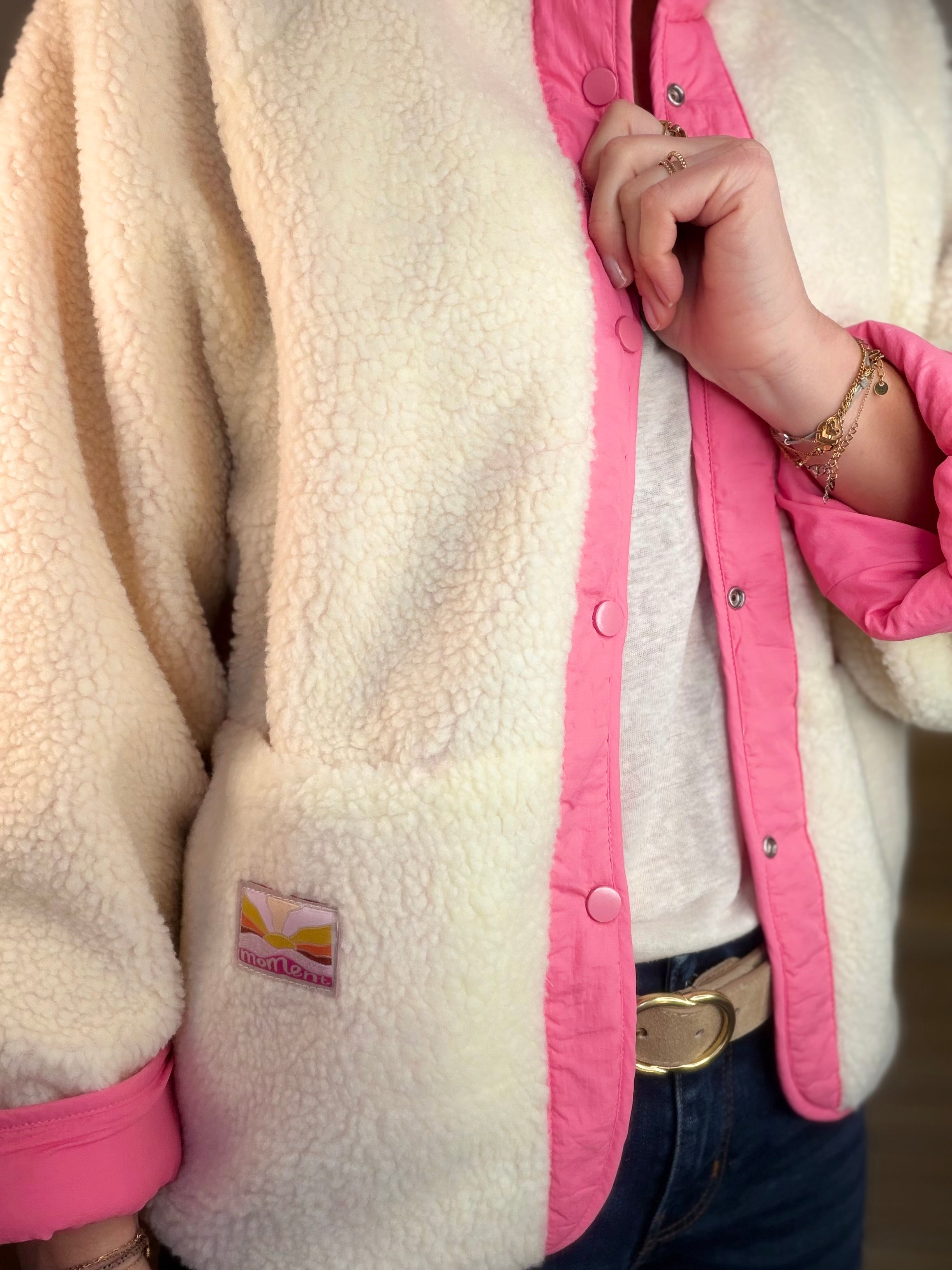 Veste matelassée réversible Sherpa AMÉLIE Rose